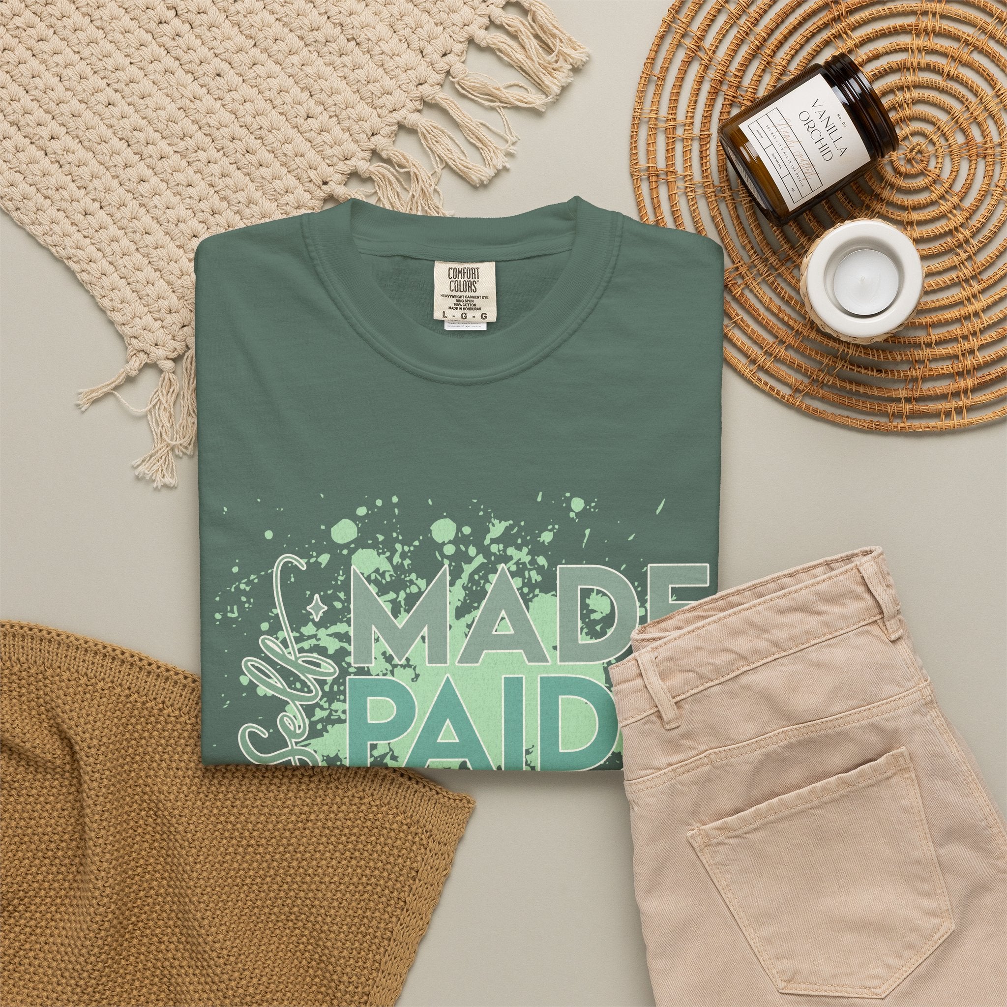 Made Paid Textured T-Shirt —  "I Am Made Paid" Graphic Tee