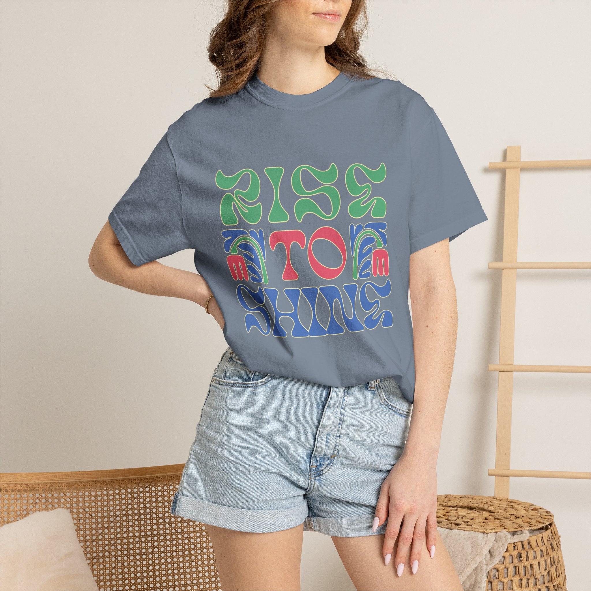 Groovy Textured T-Shirt — Rise to Shine Retro Graphic Tee