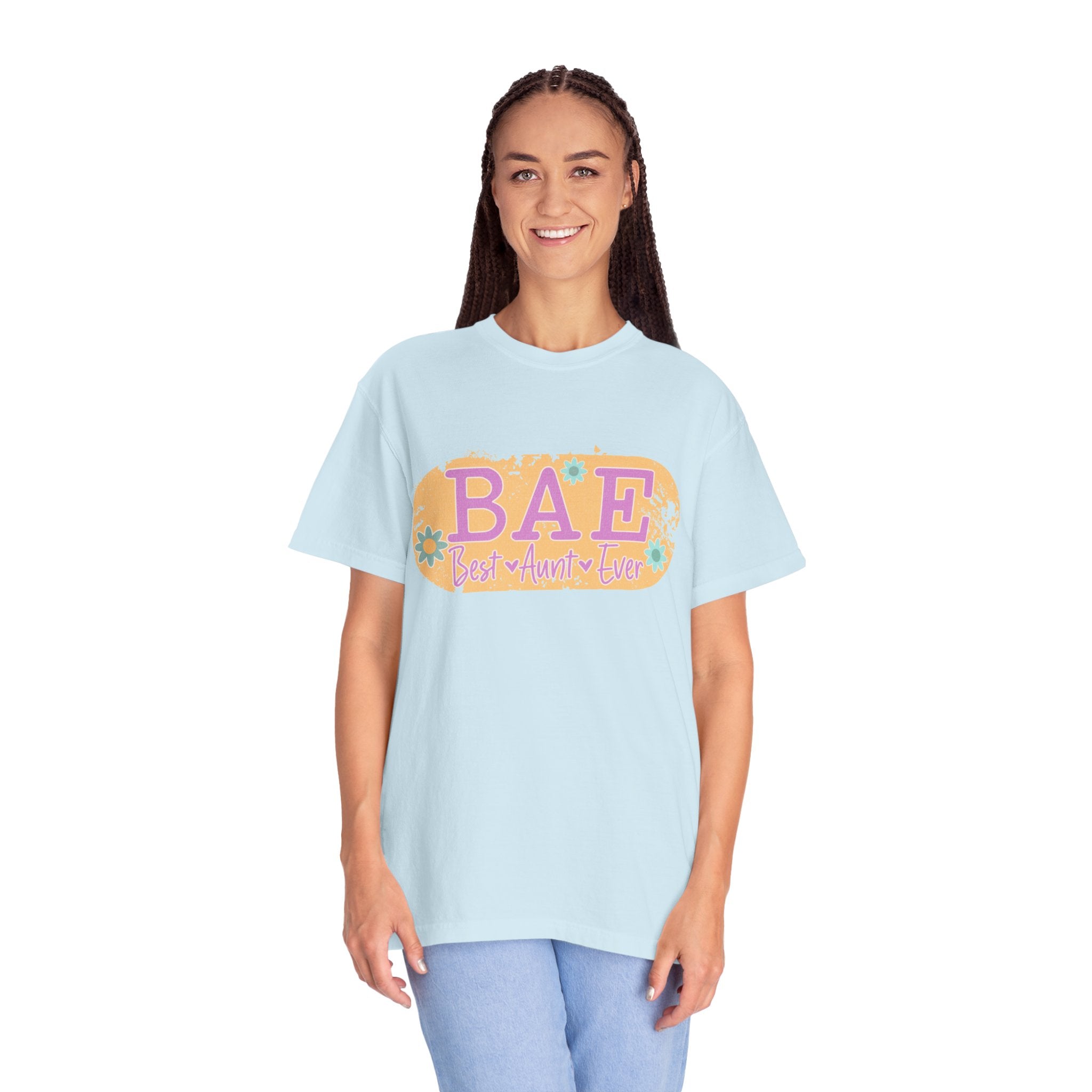 BAE Best Aunt Ever Textured T-Shirt — Floral Retro Graphic Tee for Cool Aunts