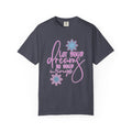 Textured Inspirational Floral Tee — "Let Your Dreams Be Your Wings"