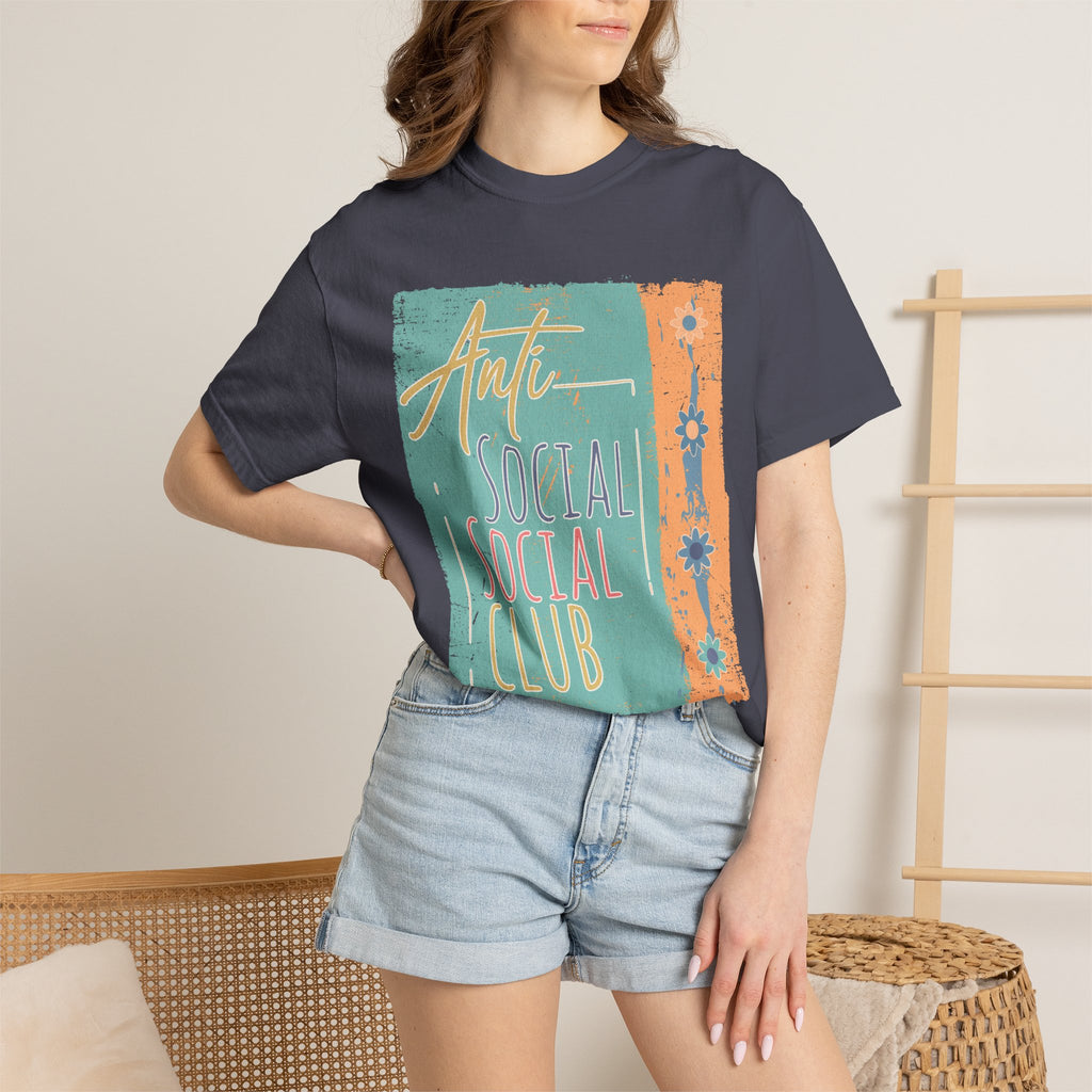 Textured “Anti Social Social Club” Retro Graphic T-Shirt