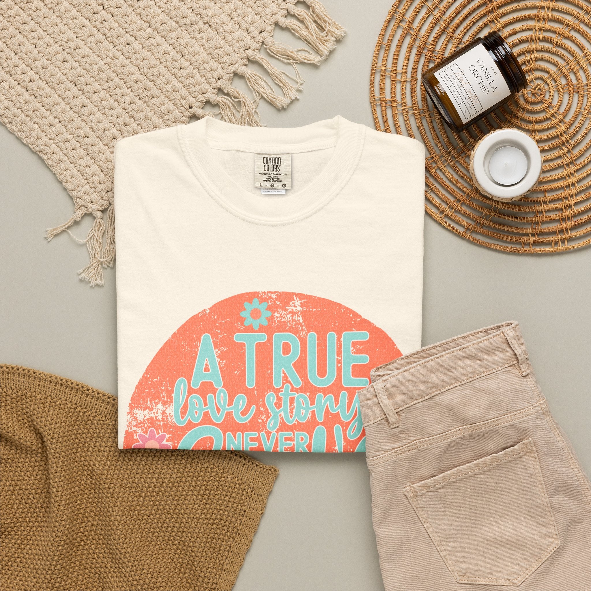 Textured A True Love Story Never Ends T-Shirt