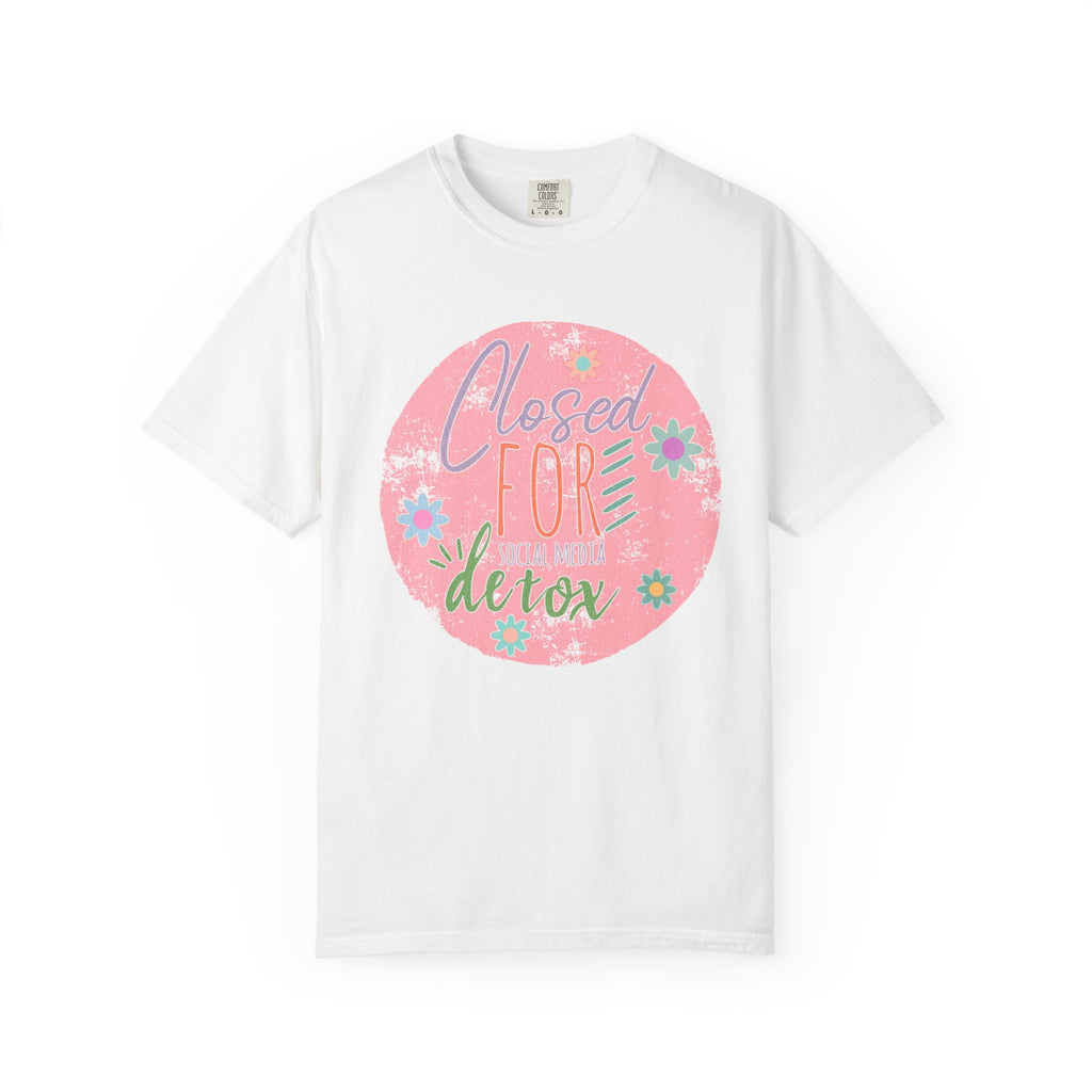 Closed For Detox Textured T‑Shirt — Cute Floral Wellness Tee