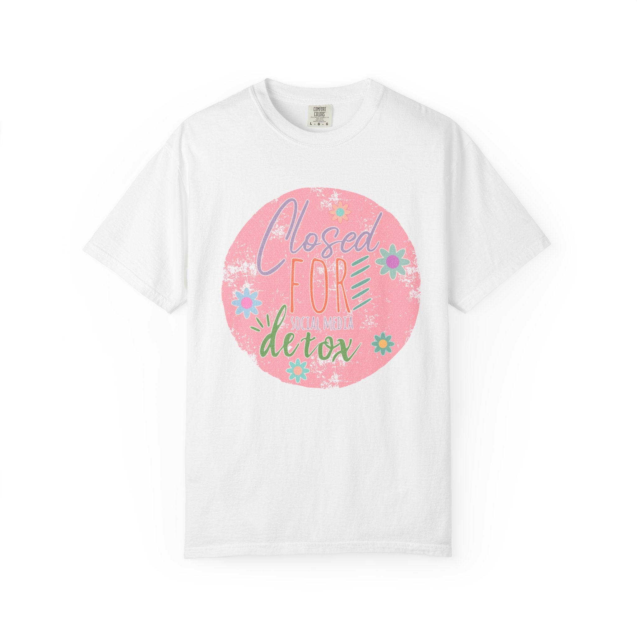 Closed For Detox Textured T‑Shirt — Cute Floral Wellness Tee