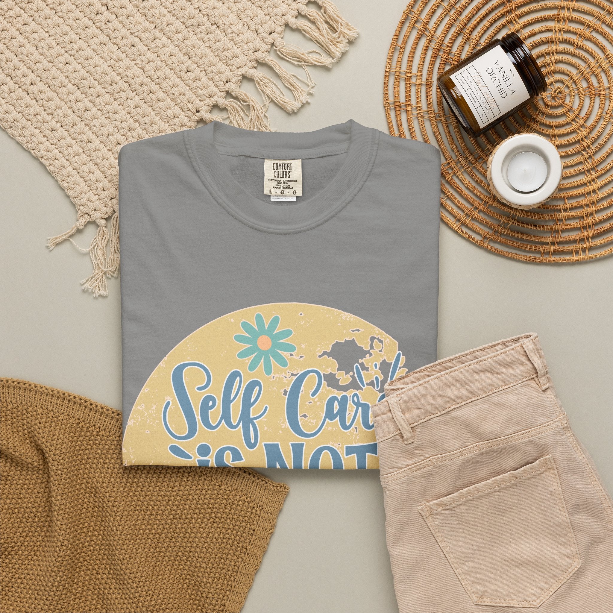 Self Care Is Not Selfish T-Shirt — Textured Positive Mental Health Tee