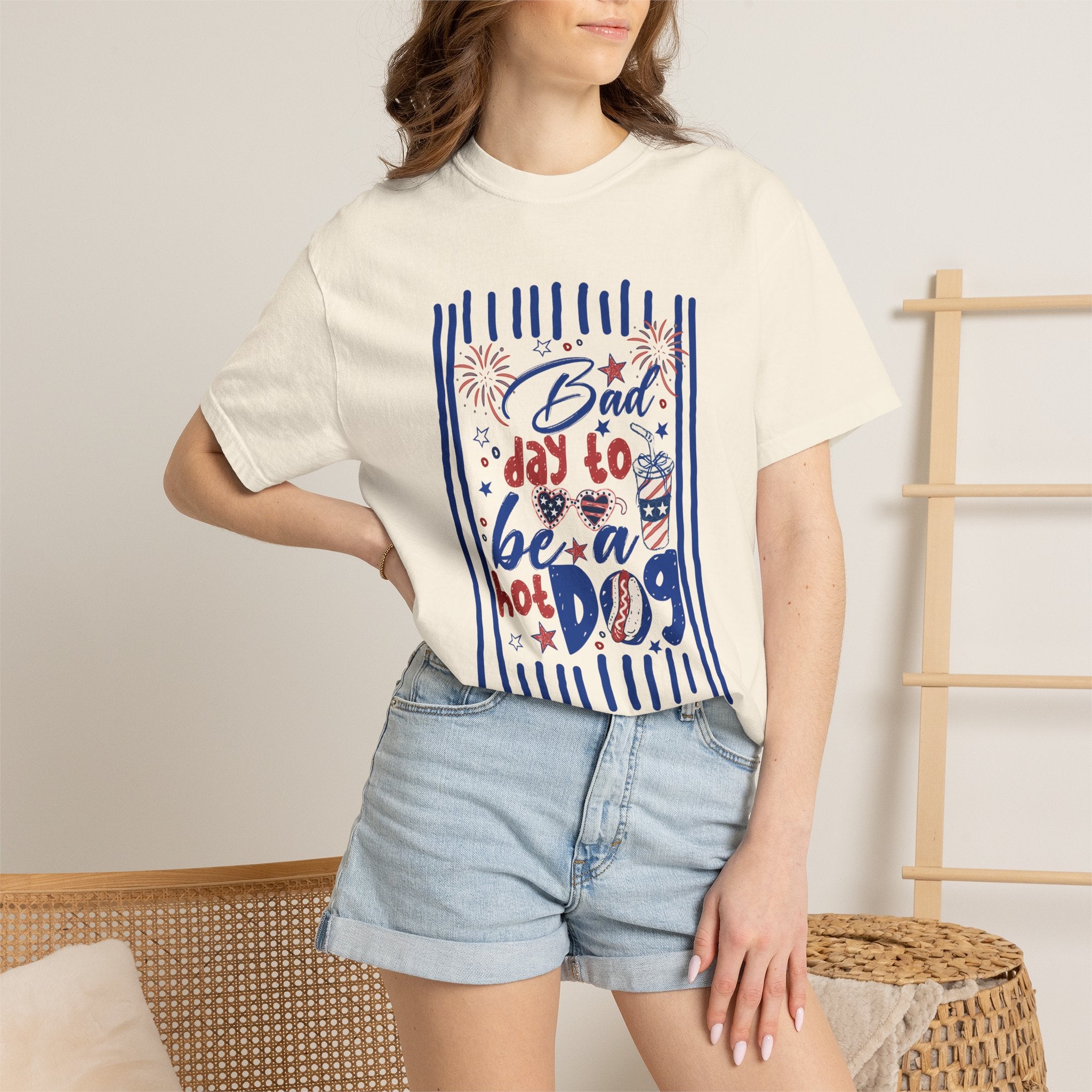 Hot Dog Patriotic Graphic T-Shirt — "Bad Day to Be a Hot Dog" 4th of July Tee