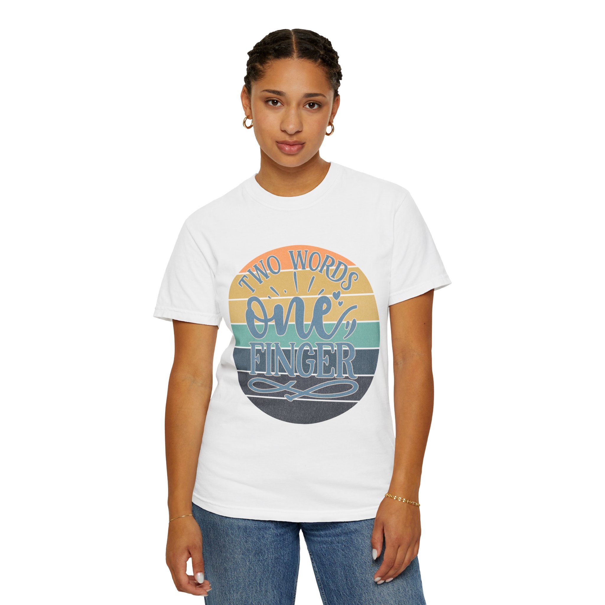 Retro 'Two Words One Finger' Graphic T-Shirt
