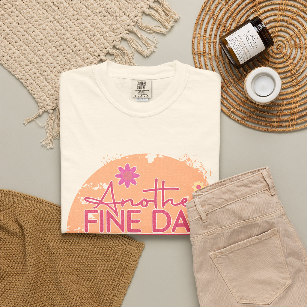 T-Shirt — "Another Fine Day Ruined by Adulthood"Textured Retro Floral Graphic