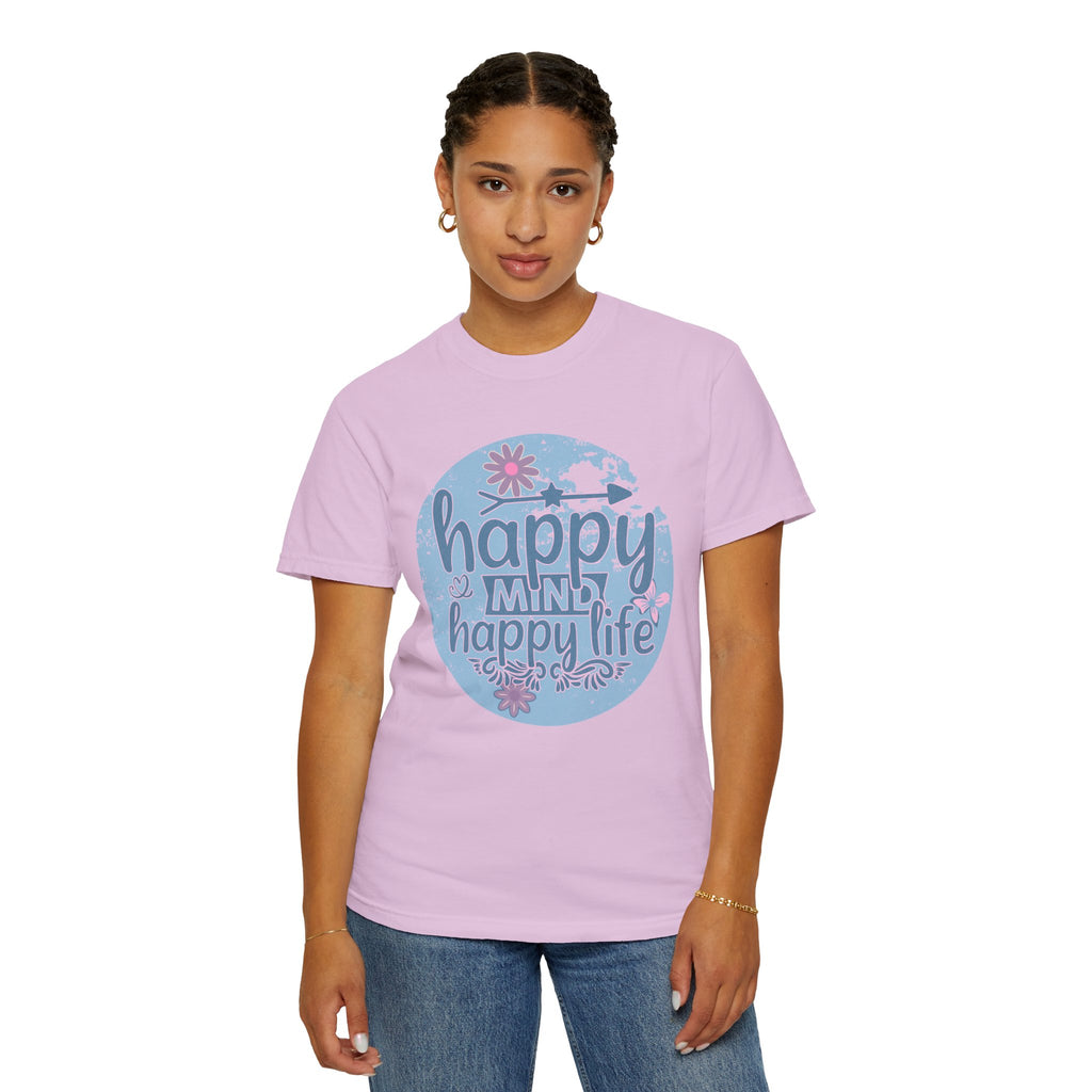 Happy Mind Happy Life Textured T-Shirt