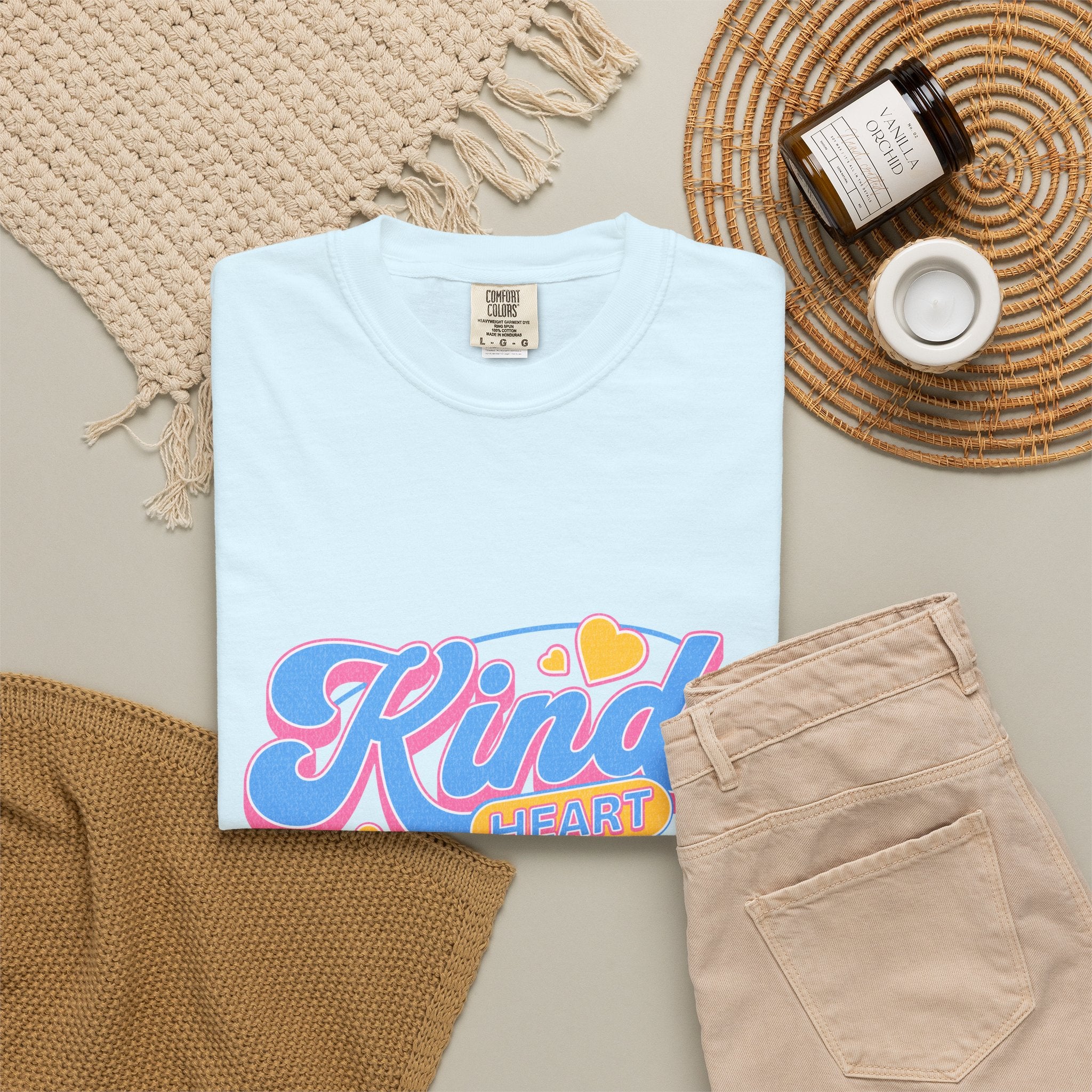 Textured Kind Heart T-Shirt — Retro Script Hearts Tee