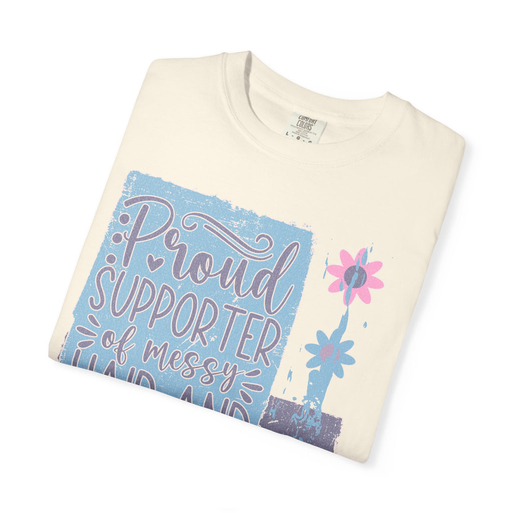 Supporter of Messy Hair & Sweatpants Textured T-Shirt