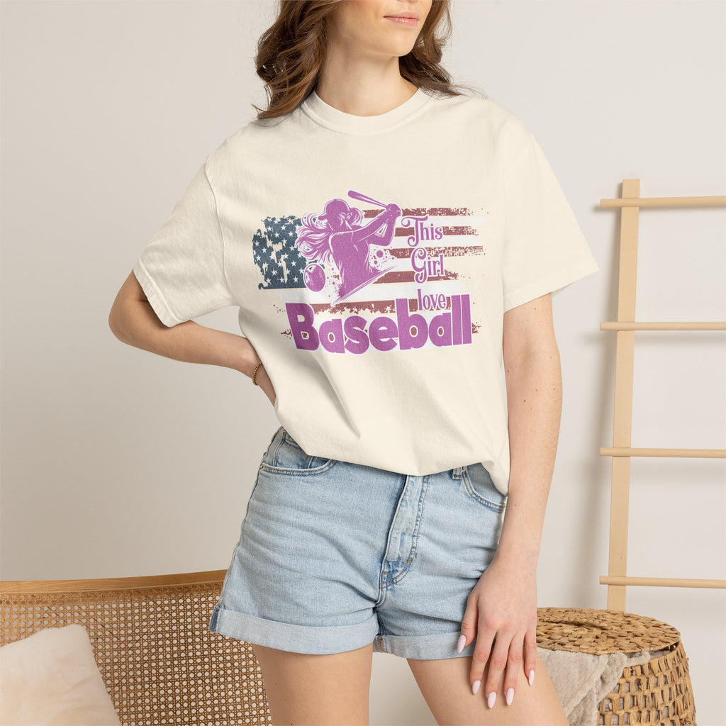 Texture This Girl Loves Baseball Shirt Vintage American Flag Pink Design