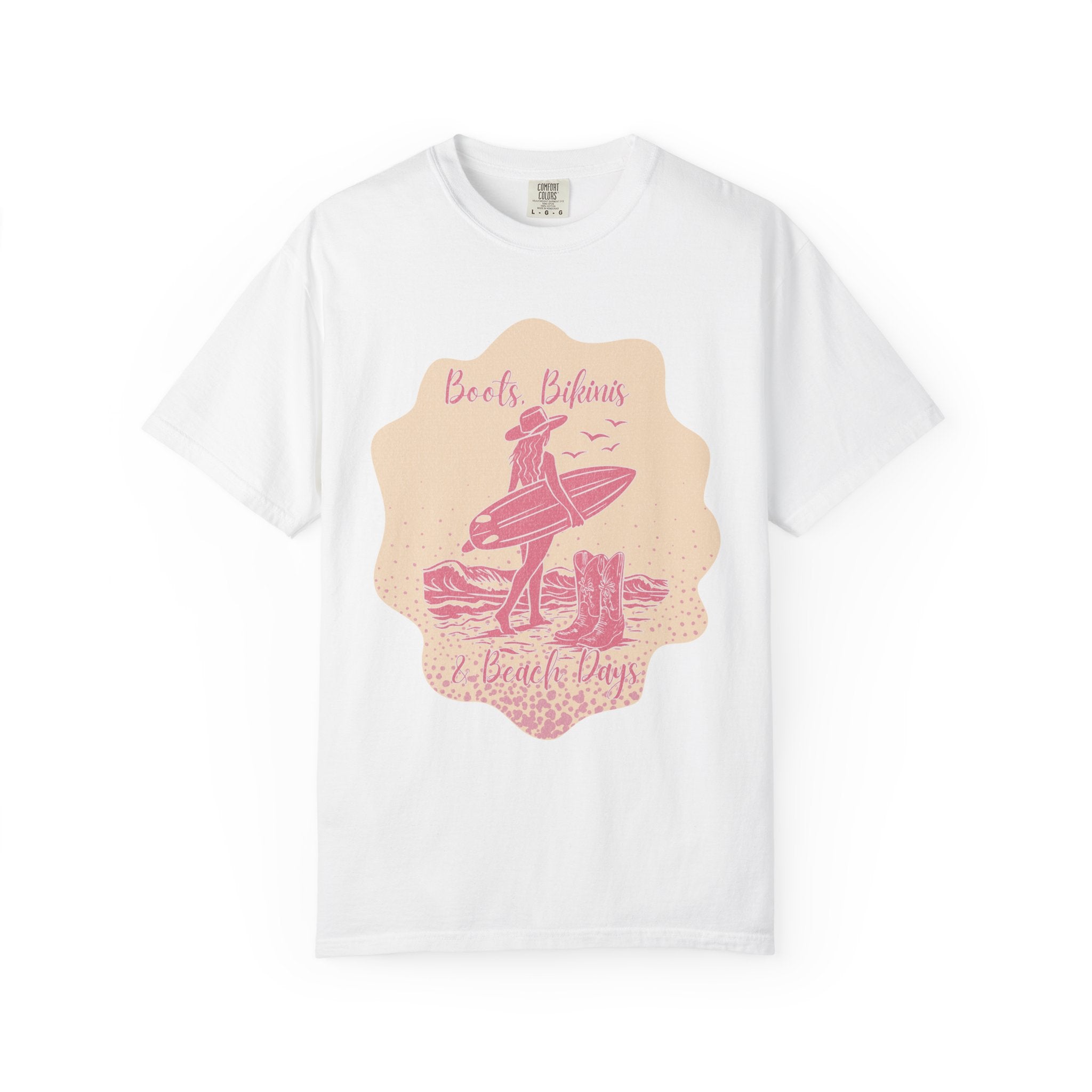 Textured Surf Beach Vintage T-Shirt — 'Beach Bums & Good Vibes' Retro Surf Graphic