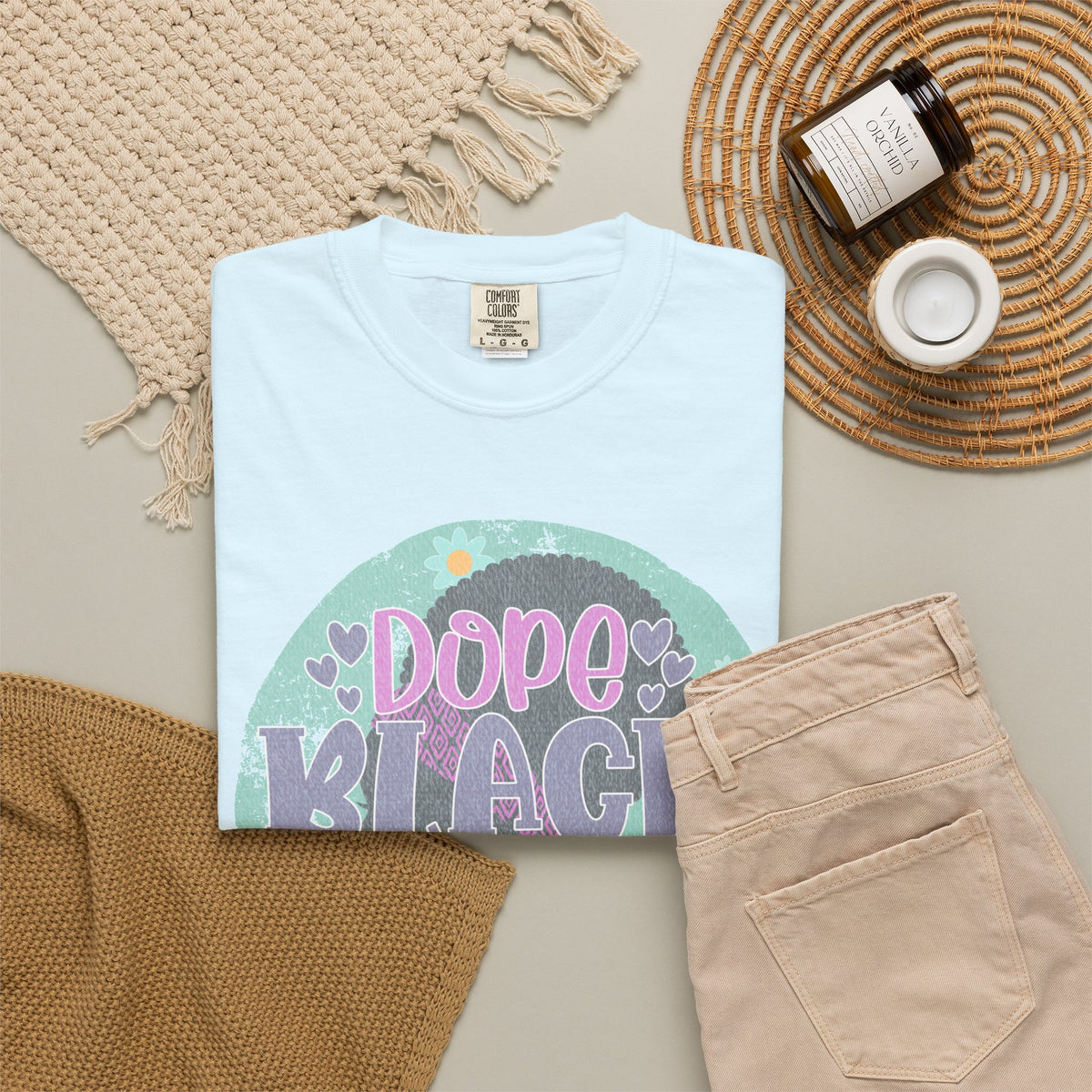 Dope Black Mom Textured T-Shirt — Retro Floral Pride Tee for Black Mothers
