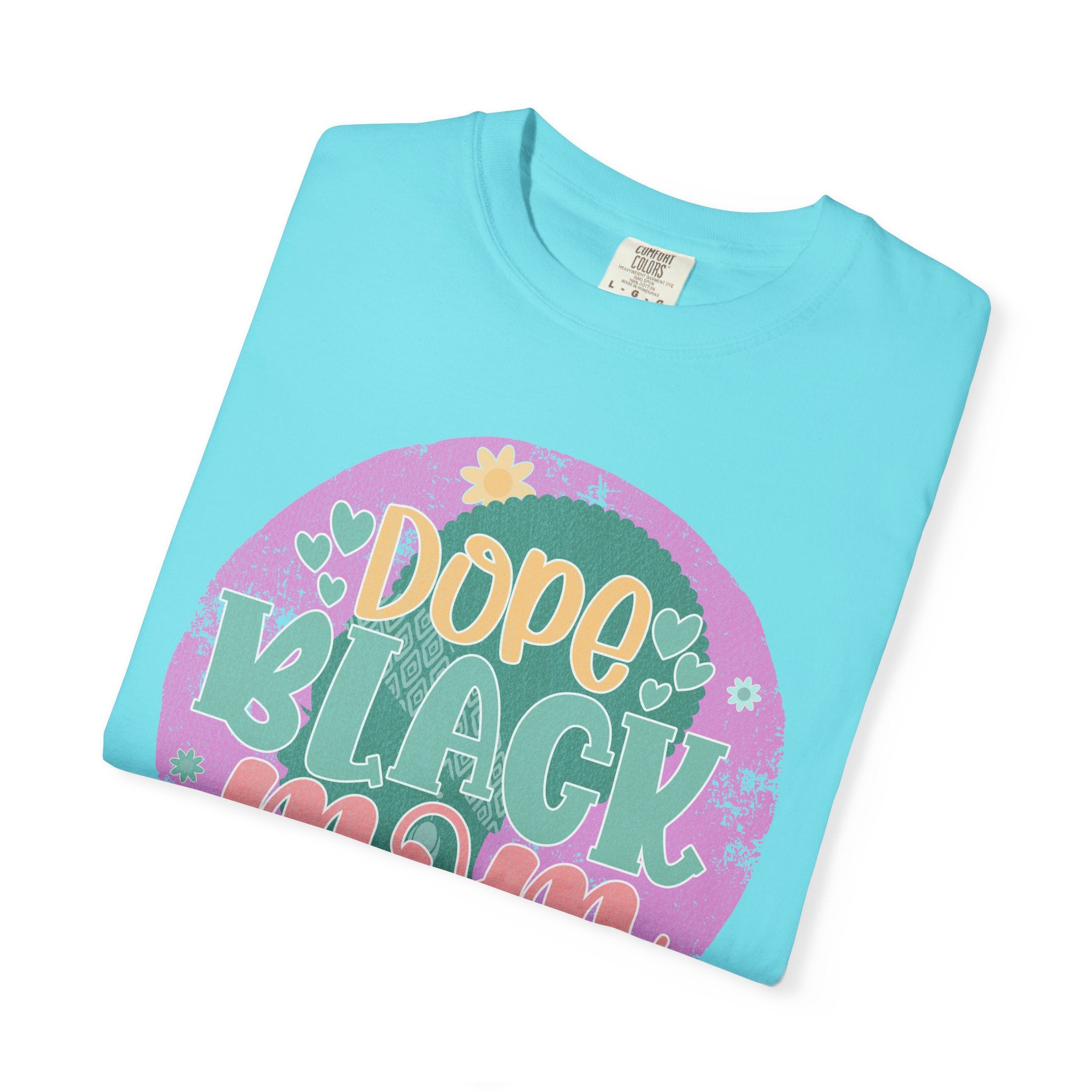 Dope Black Mom Textured T-Shirt — Retro Floral Pride Tee for Black Moms