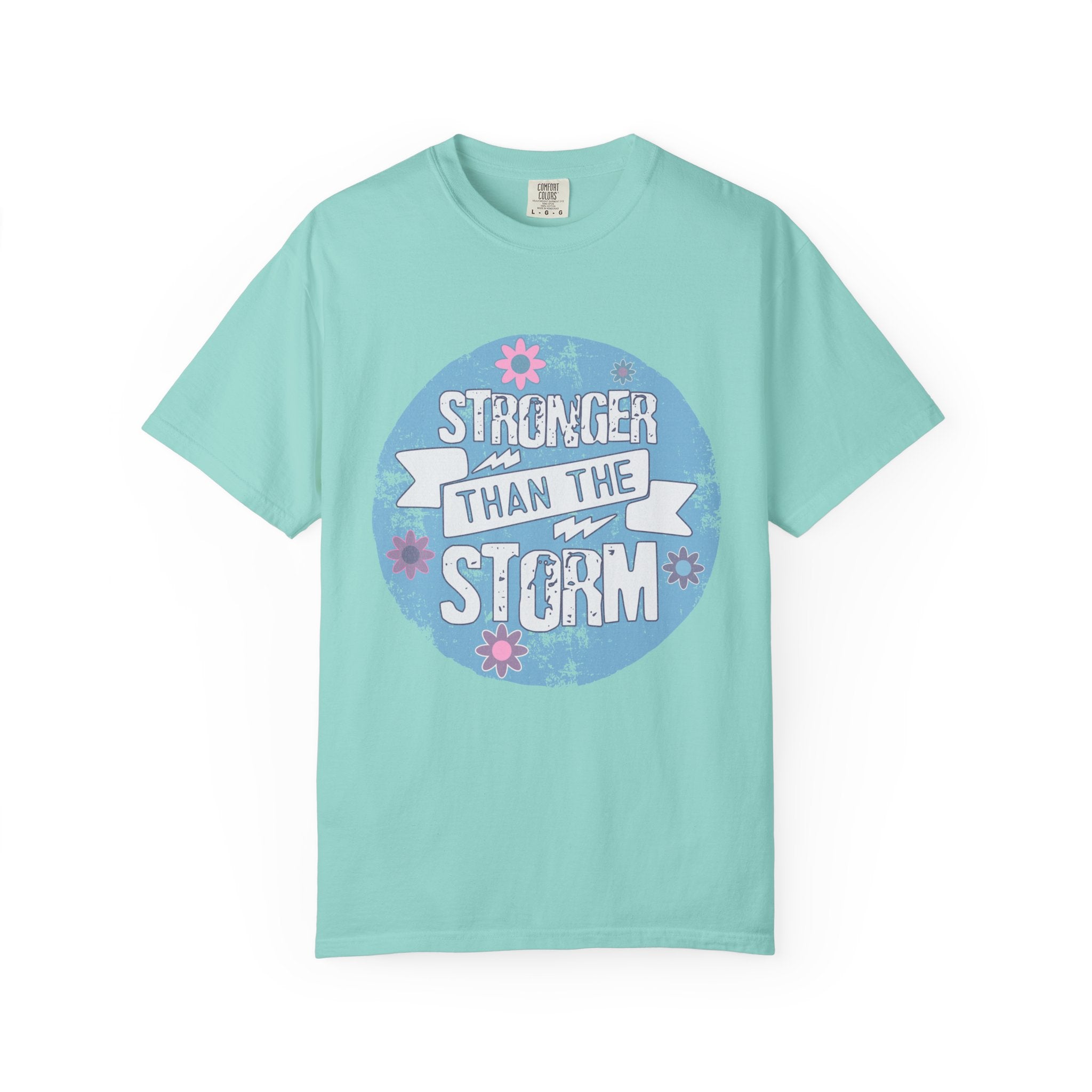 Textured  Stronger Than The Storm T-Shirt — Inspirational Resilience Graphic Tee