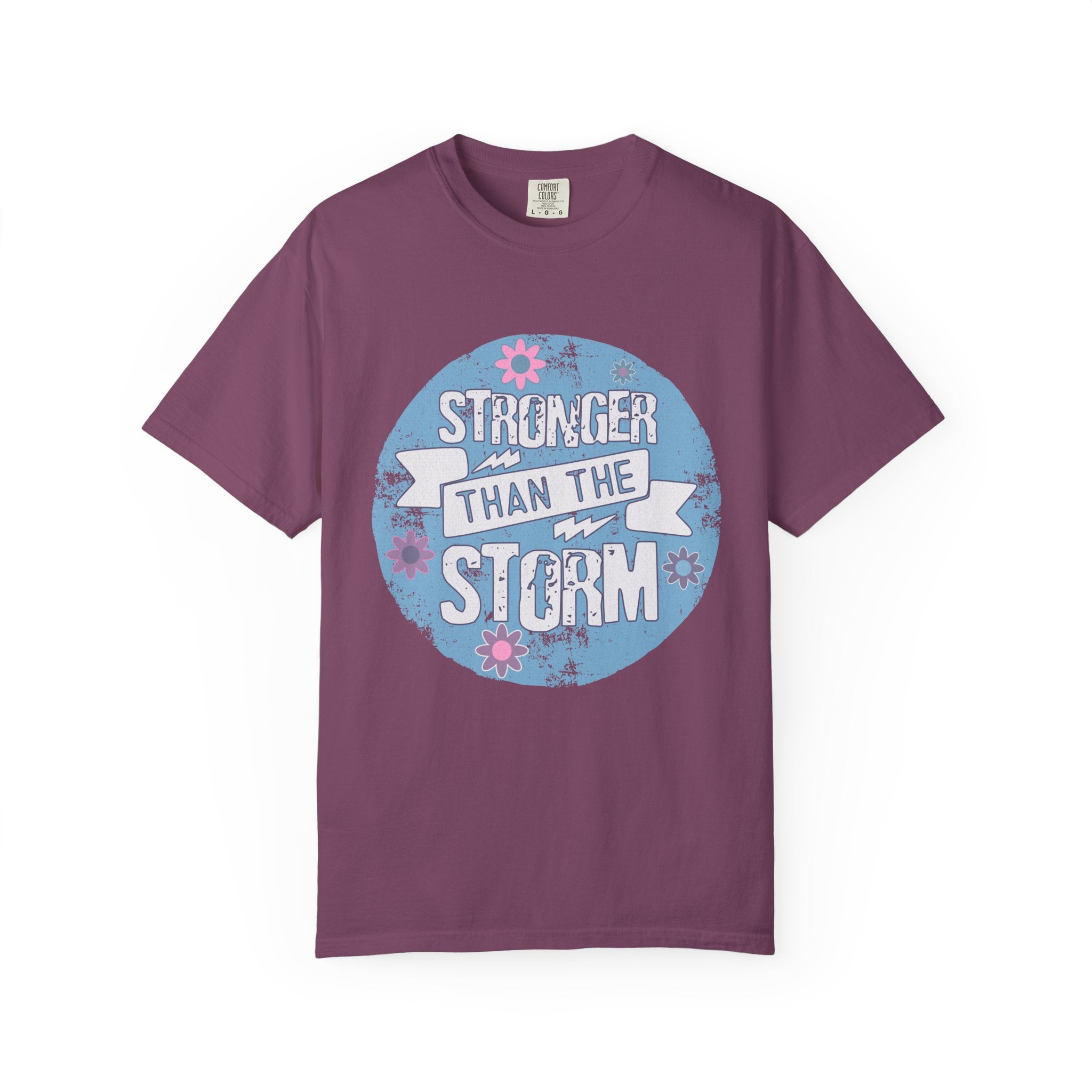 Textured  Stronger Than The Storm T-Shirt — Inspirational Resilience Graphic Tee