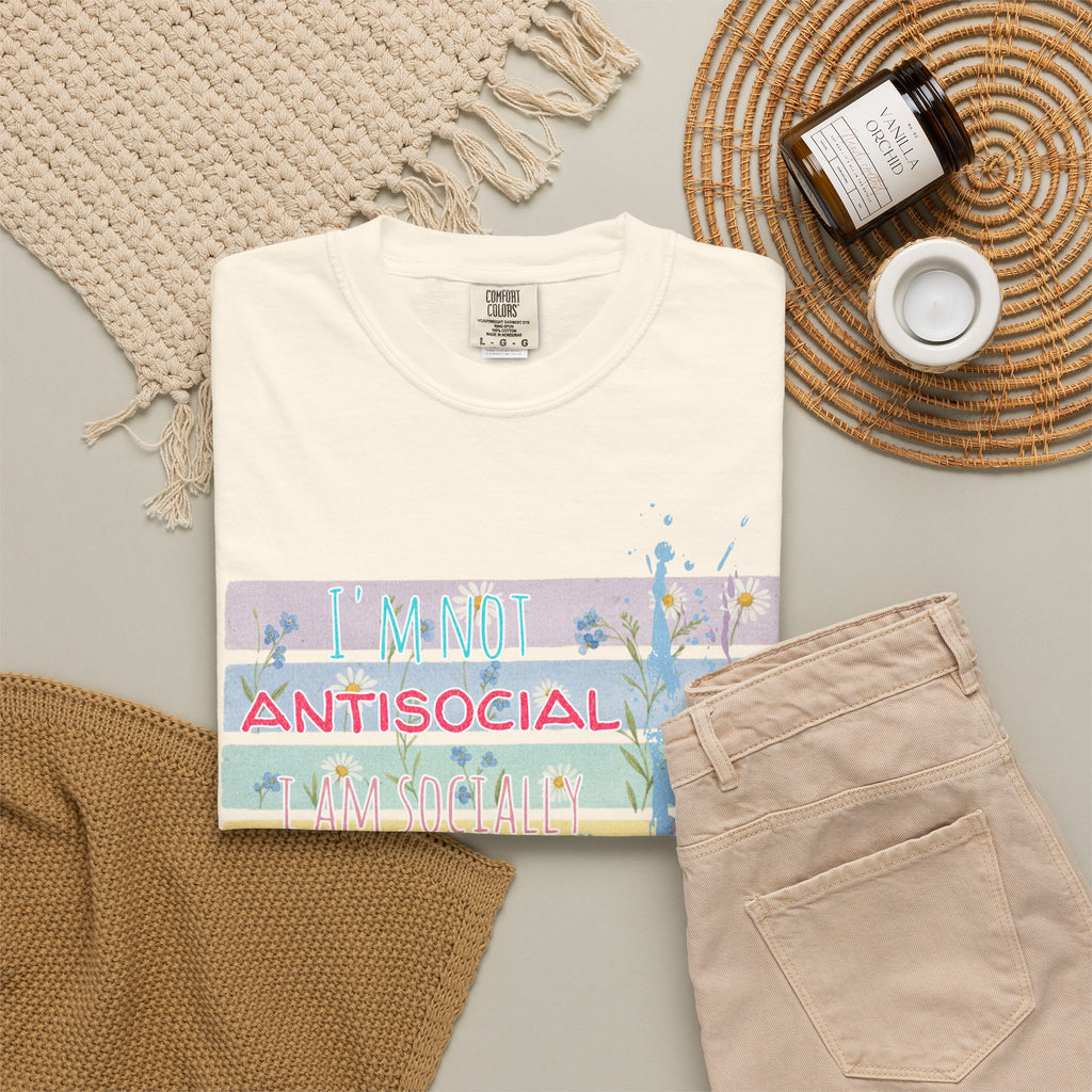 Antisocial Selective T-Shirt — Pastel Stripes Floral Graphic Tee