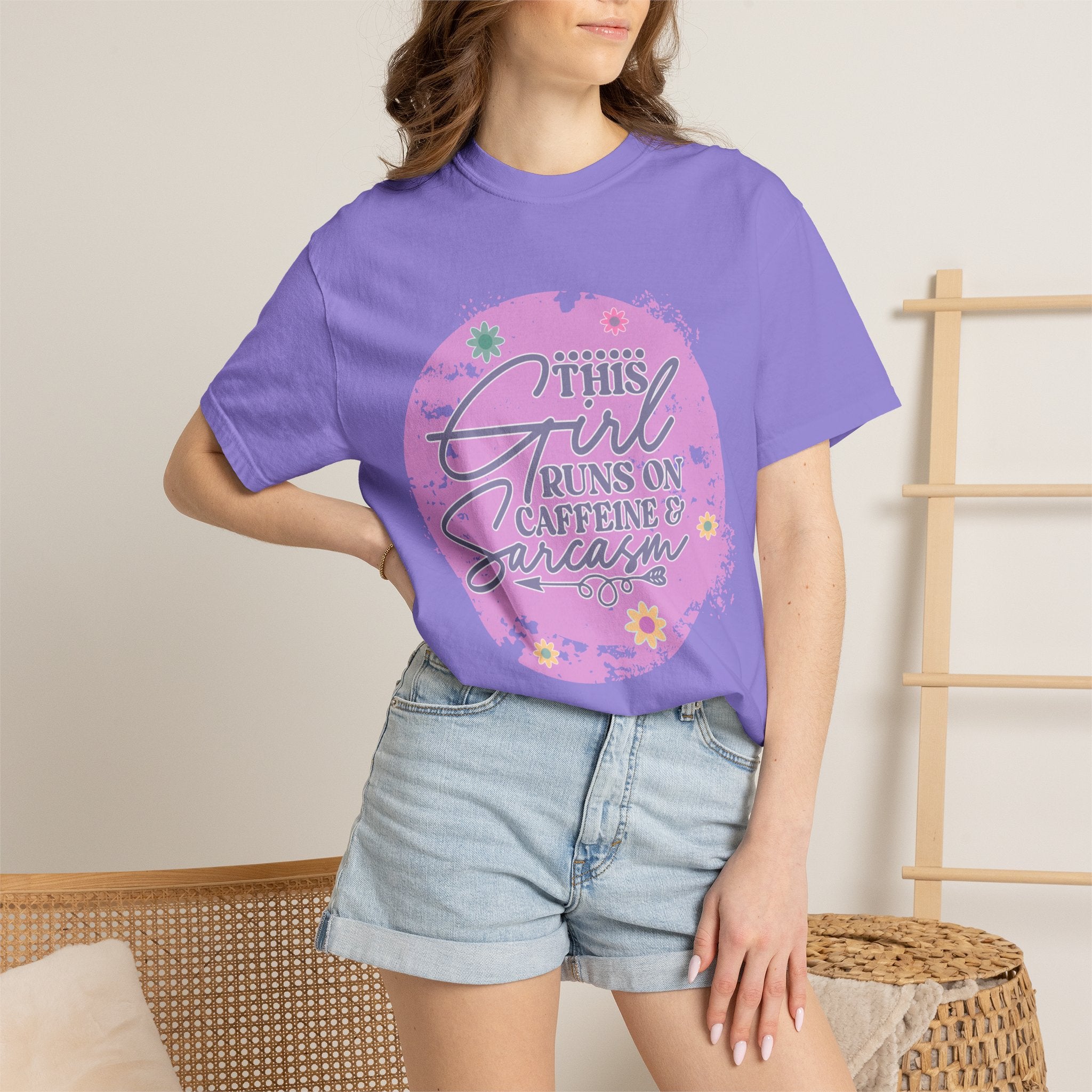 This Girl Runs on Caffeine & Sarcasm Textured T-Shirt