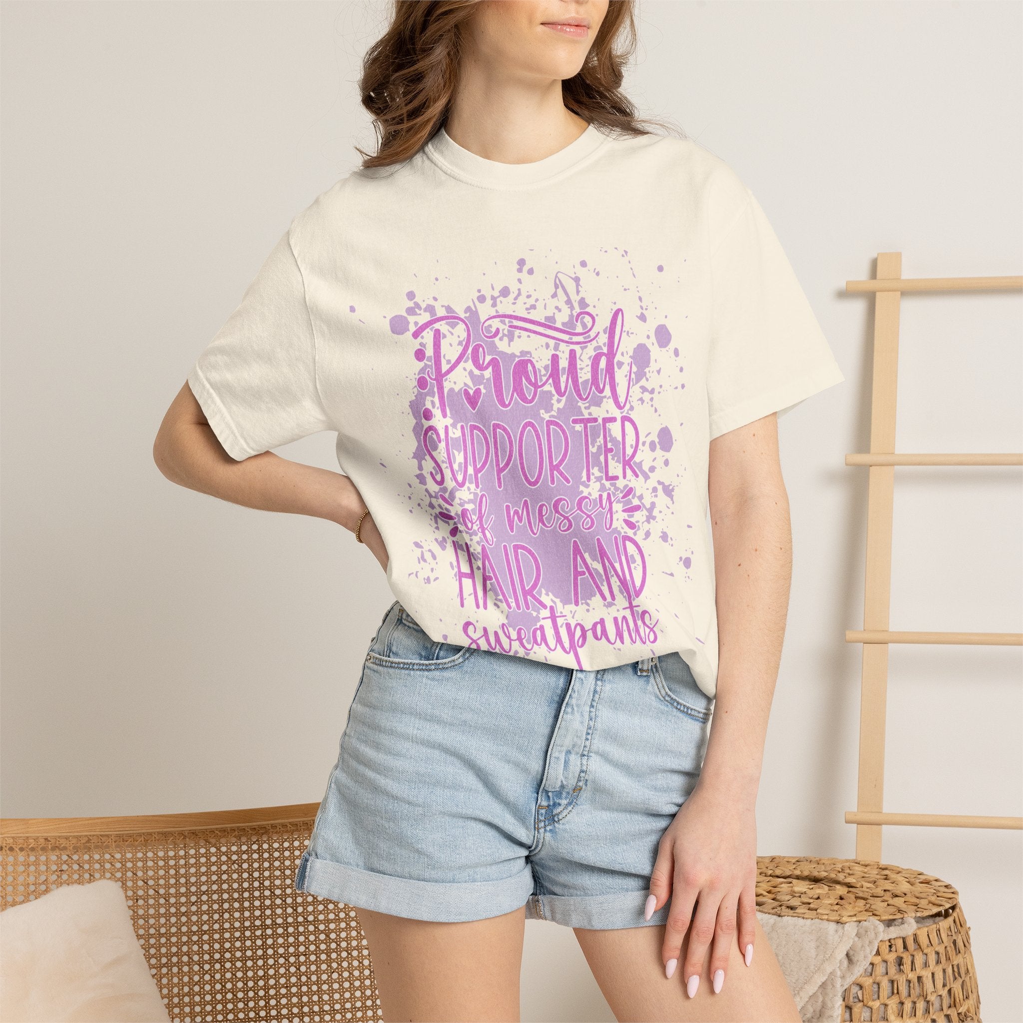 Textured Proud Supporter of Messy Hair and Sweatpants T-Shirt