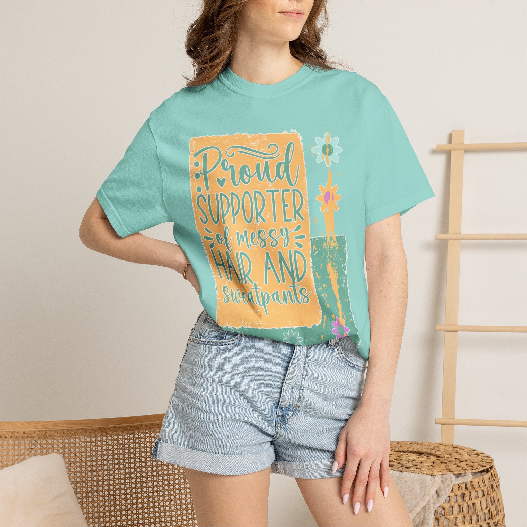 Proud Supporter of Messy Hair and Sweatpants Textured T-Shirt