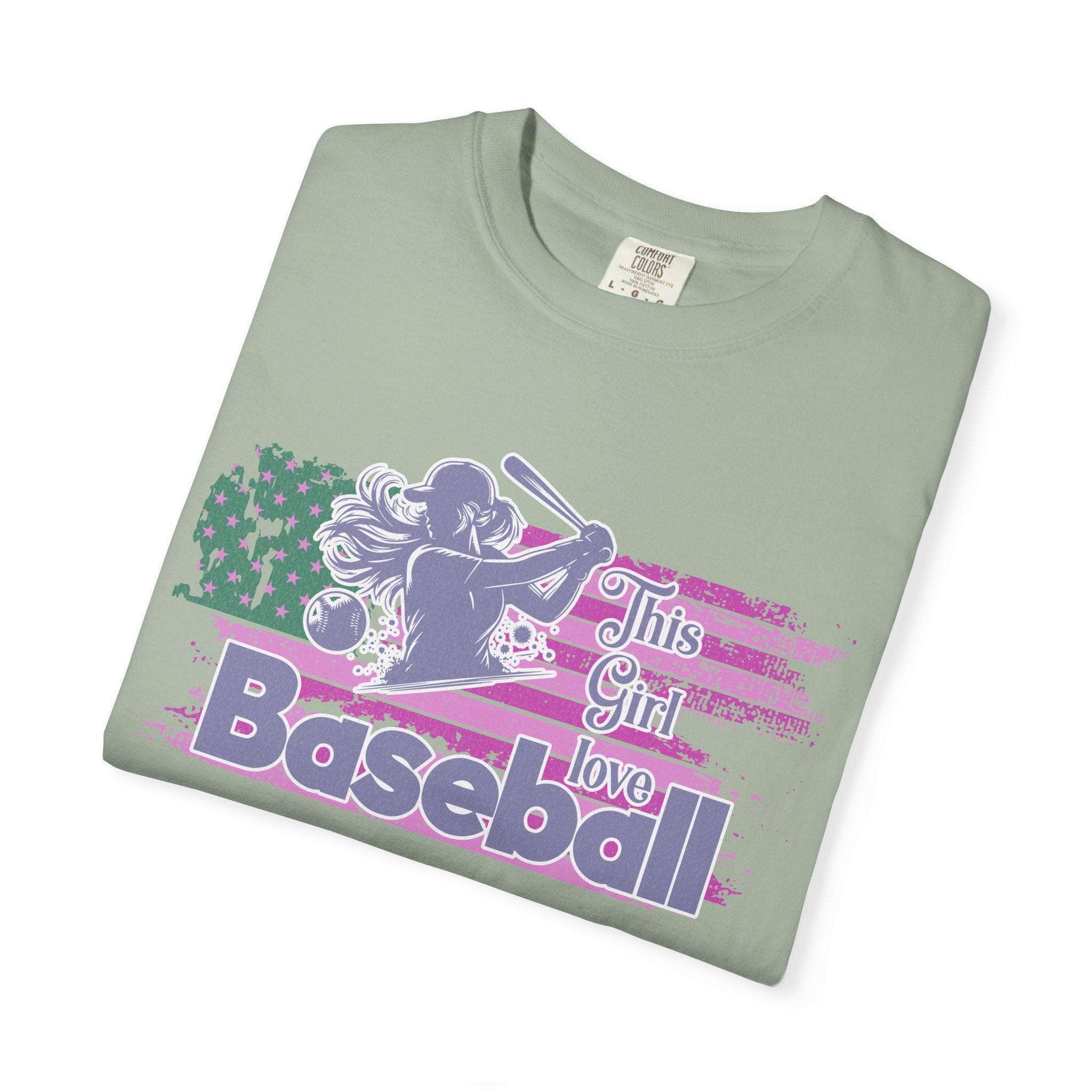 Girls Love Baseball Textured T-Shirt — Feminine Retro Baseball Tee