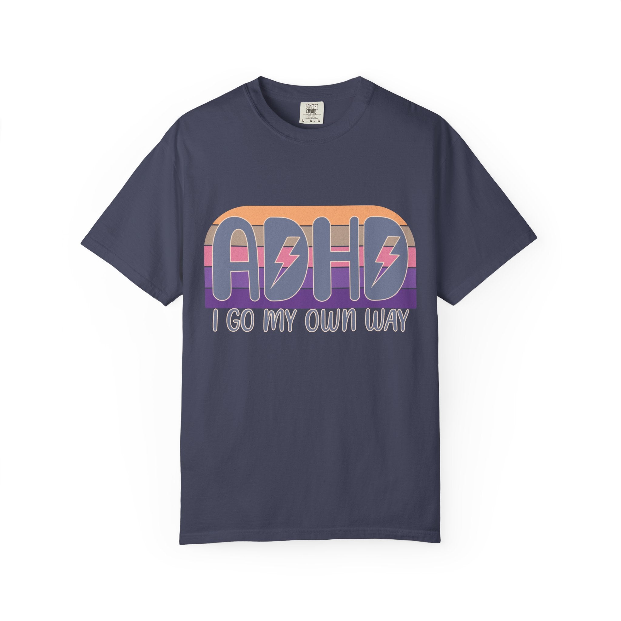 ADHD I Go My Own Way Tee — Retro Lightning Graphic T-Shirt