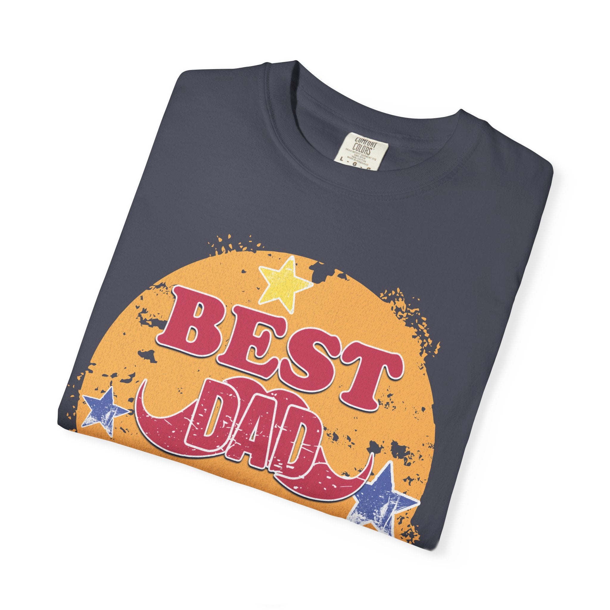 Best Dad Ever Textured T-Shirt — Retro Stars Father's Day Tee