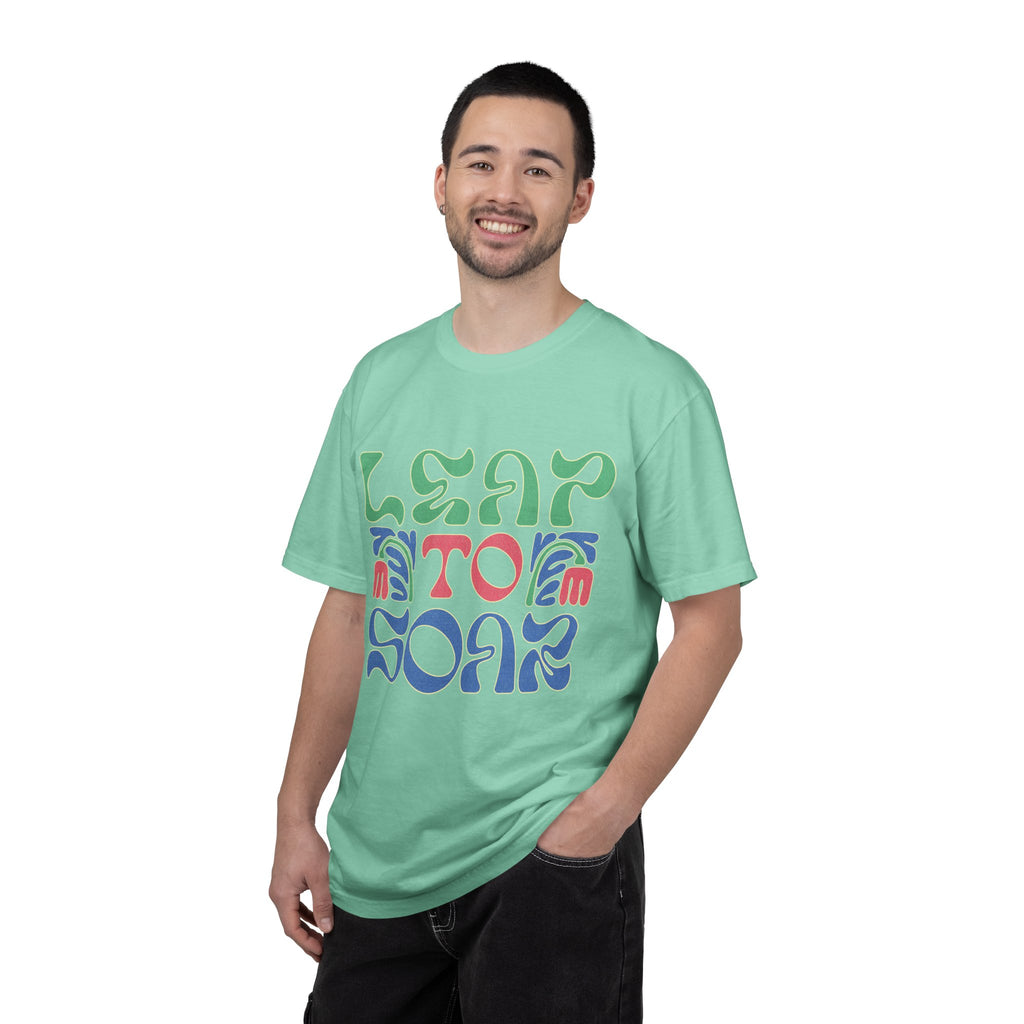 Leap To Soar T-shirt |Textured Retro Psychedelic Typography