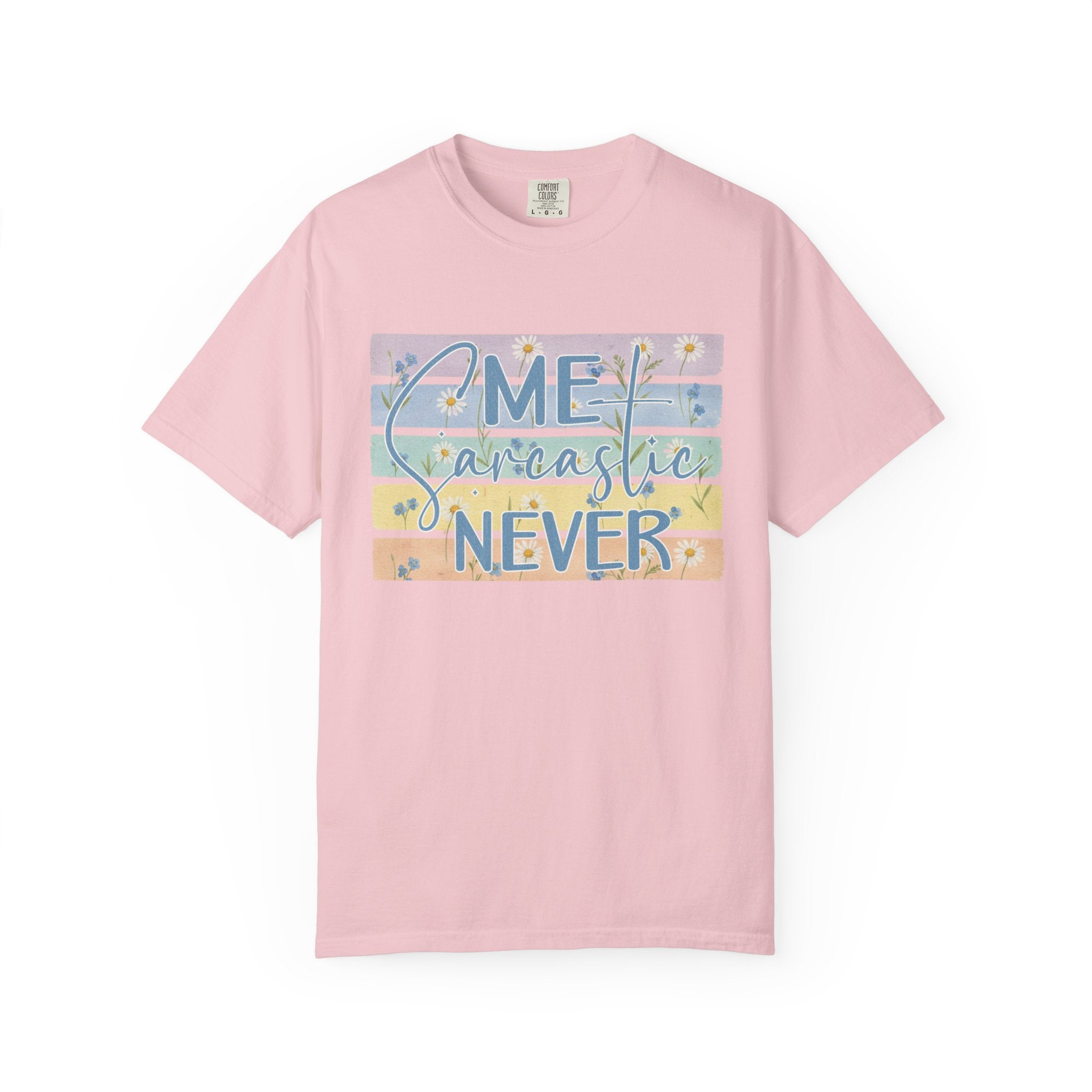 Textured Me Sarcastic Never T‑Shirt — Funny Retro Pastel Striped Tee for Sarcasm Lovers