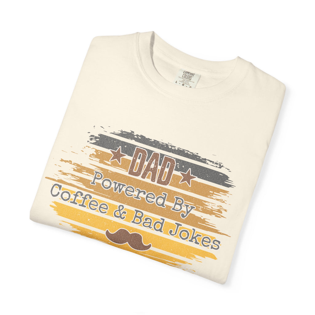 Dad Powered by Coffee & Bad Jokes Textured  T-Shirt
