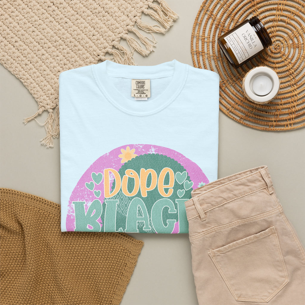 Dope Black Mom Textured T-Shirt — Retro Floral Pride Tee for Black Moms