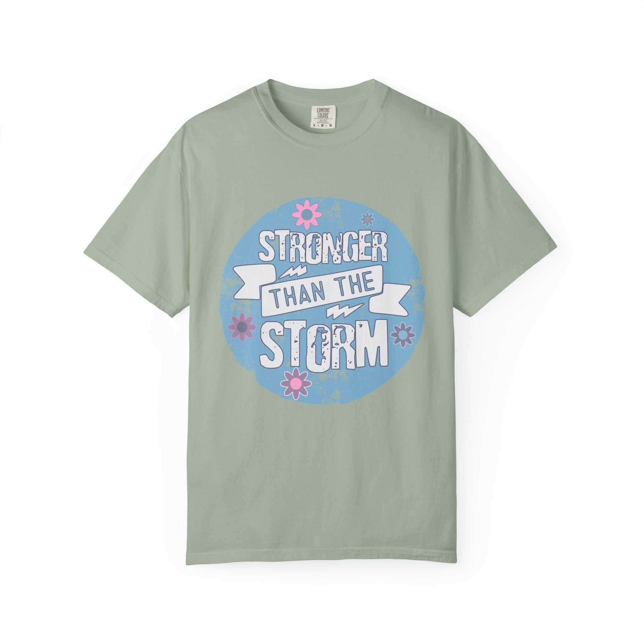 Textured  Stronger Than The Storm T-Shirt — Inspirational Resilience Graphic Tee