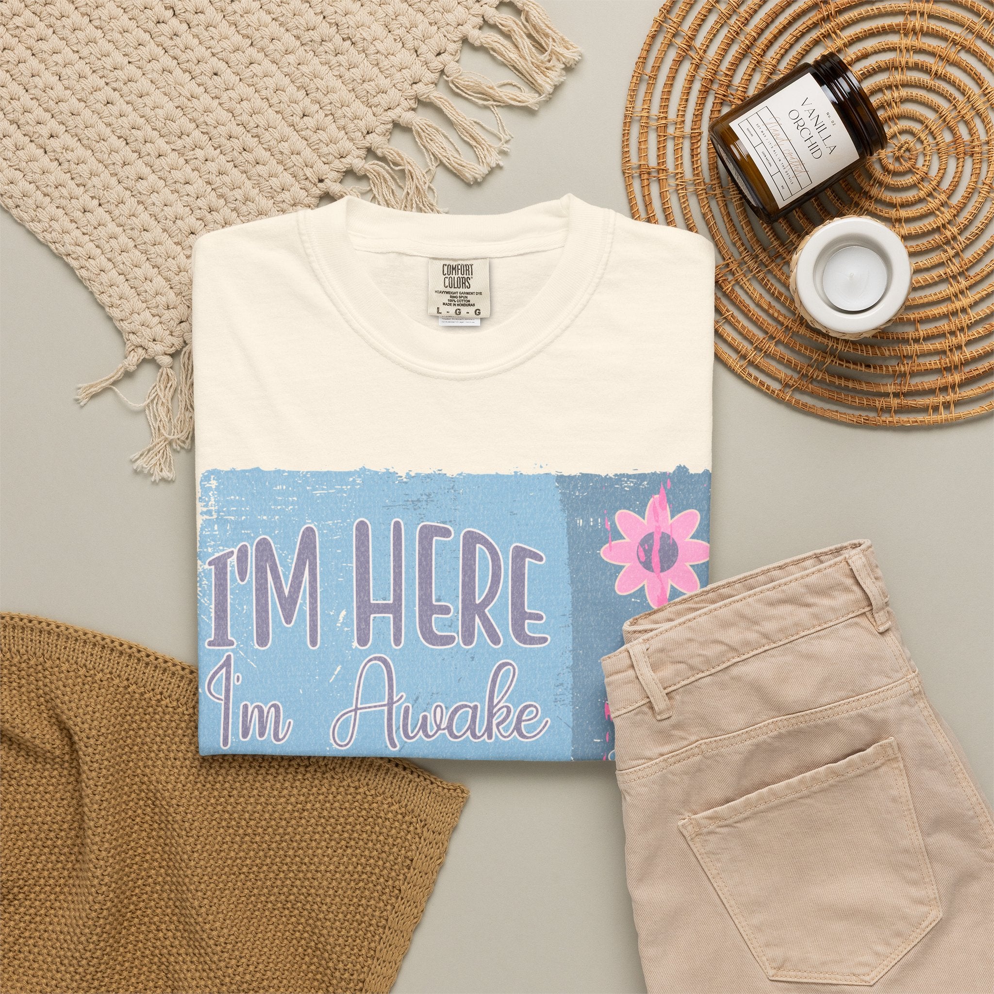 I’m Here, I’m Awake Don’t Push It Textured T-Shirt