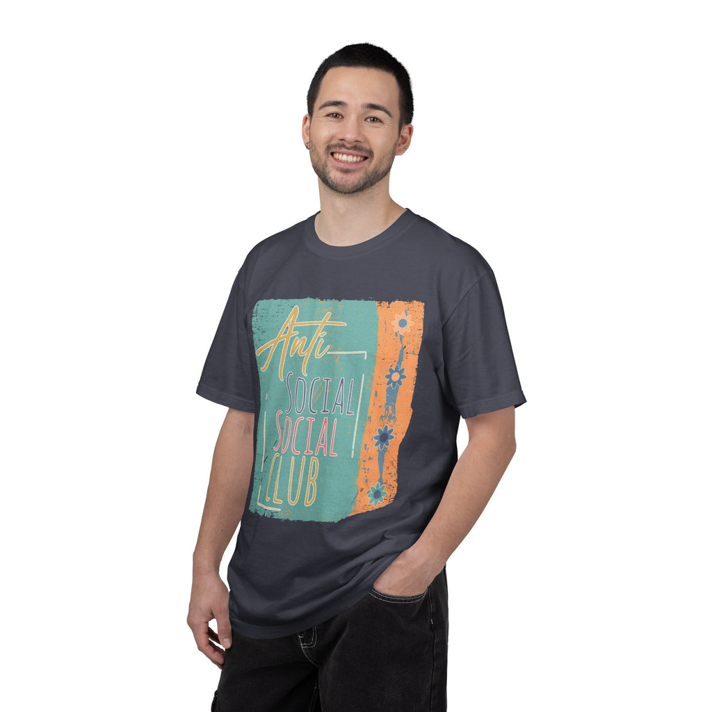 Textured “Anti Social Social Club” Retro Graphic T-Shirt