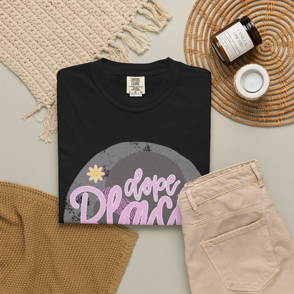 Dope Black Mom Textured  T-Shirt — Retro Script Graphic Tee for Proud Moms