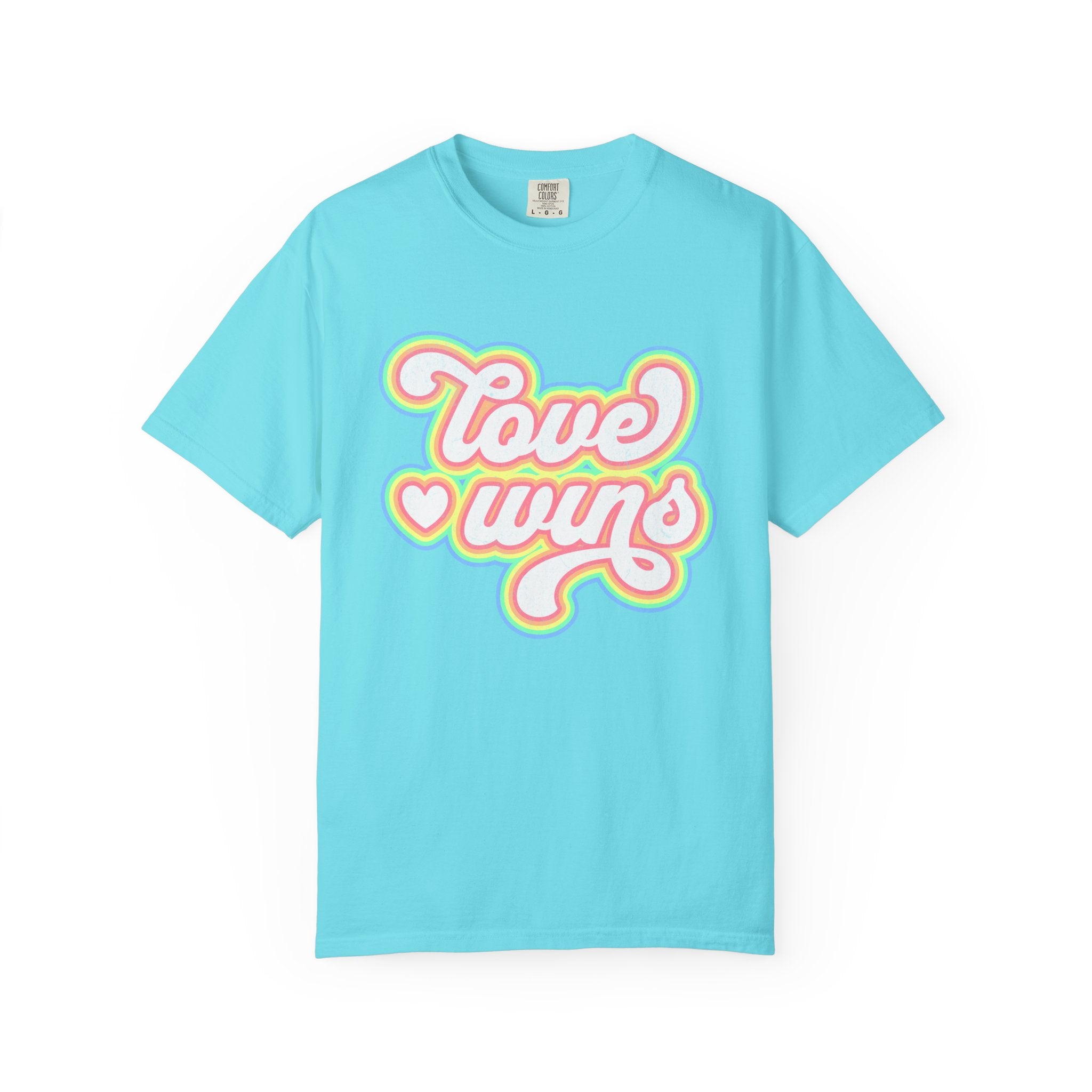 Textured Retro 'Love Wins' T-Shirt — Rainbow Script Pride Tee