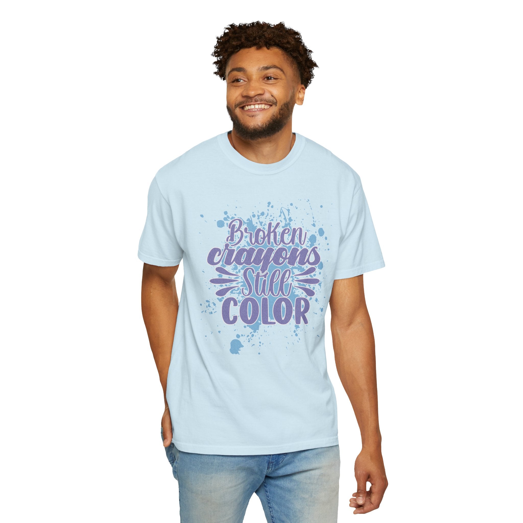 Broken Crayons Still Color  Textured T-Shirt — Inspirational Art Quote Tee
