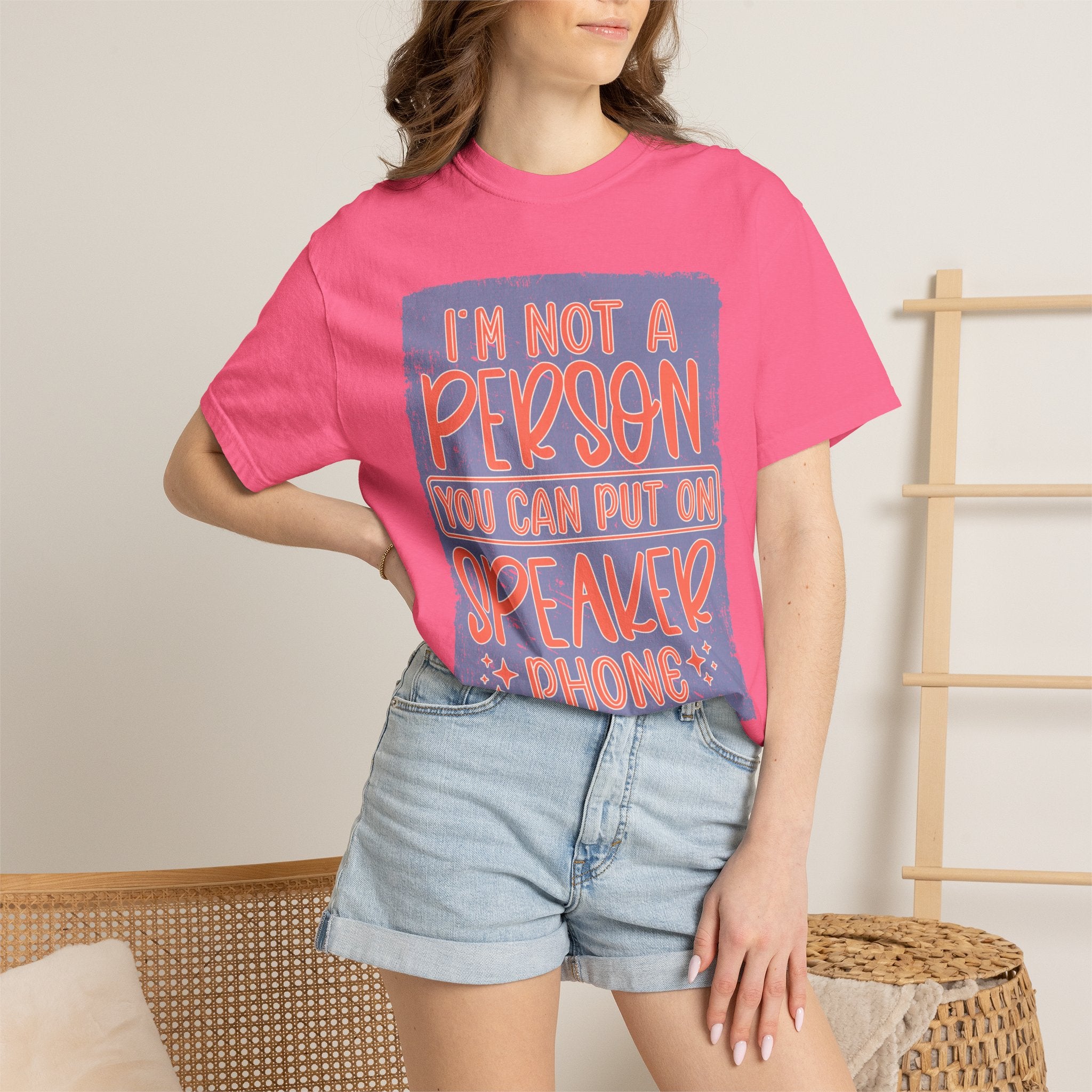 Textured T-Shirt — "I’m Not a Person You Can Put on Speaker Phone" Graphic Tee