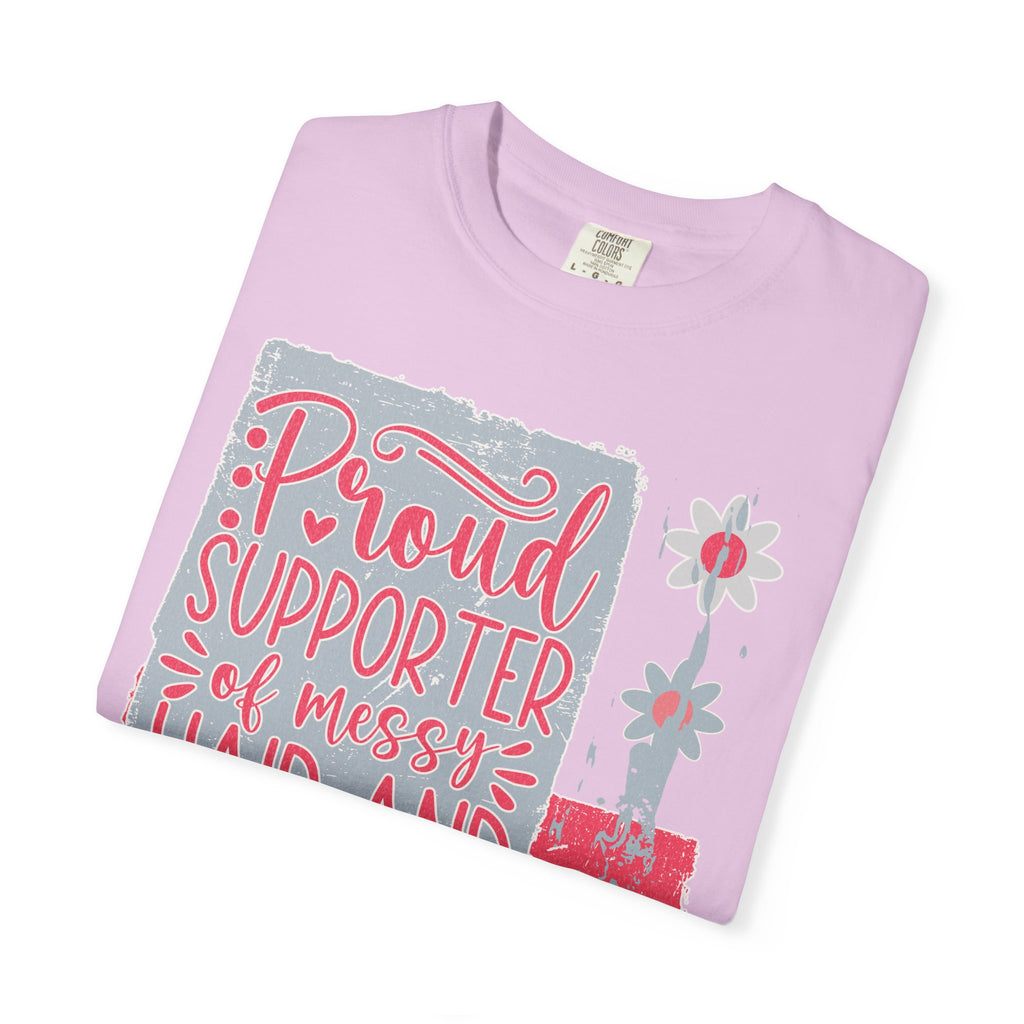Supporter of Messy Hair & Sweatpants Textured T-Shirt