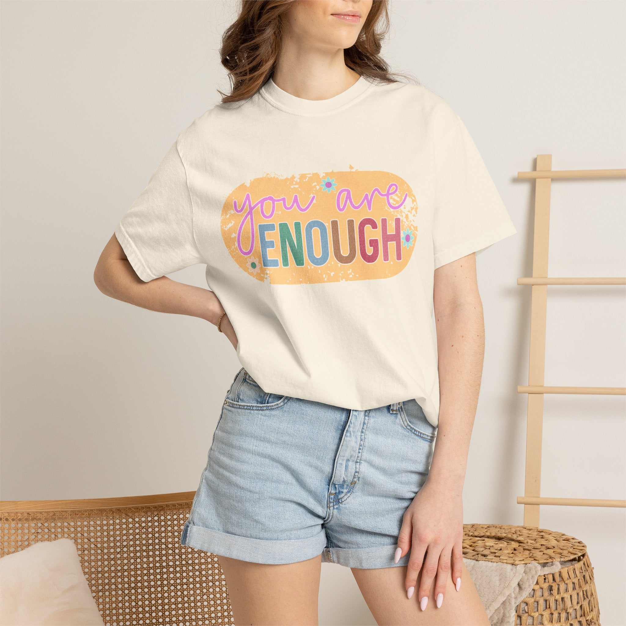 You Are Enough Textured T-Shirt — Positive Message Graphic Tee