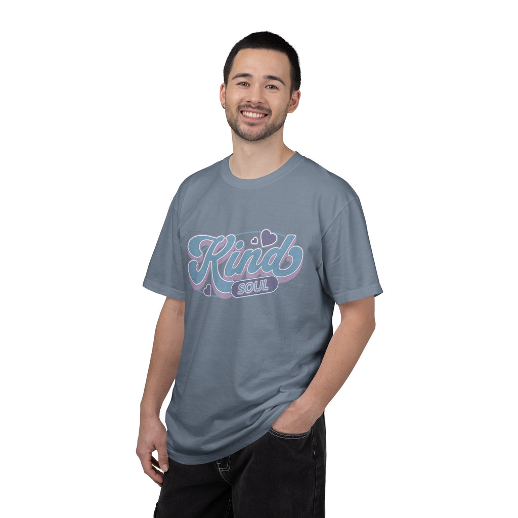 Kind Soul Textured T-Shirt — Retro Script Graphic Tee