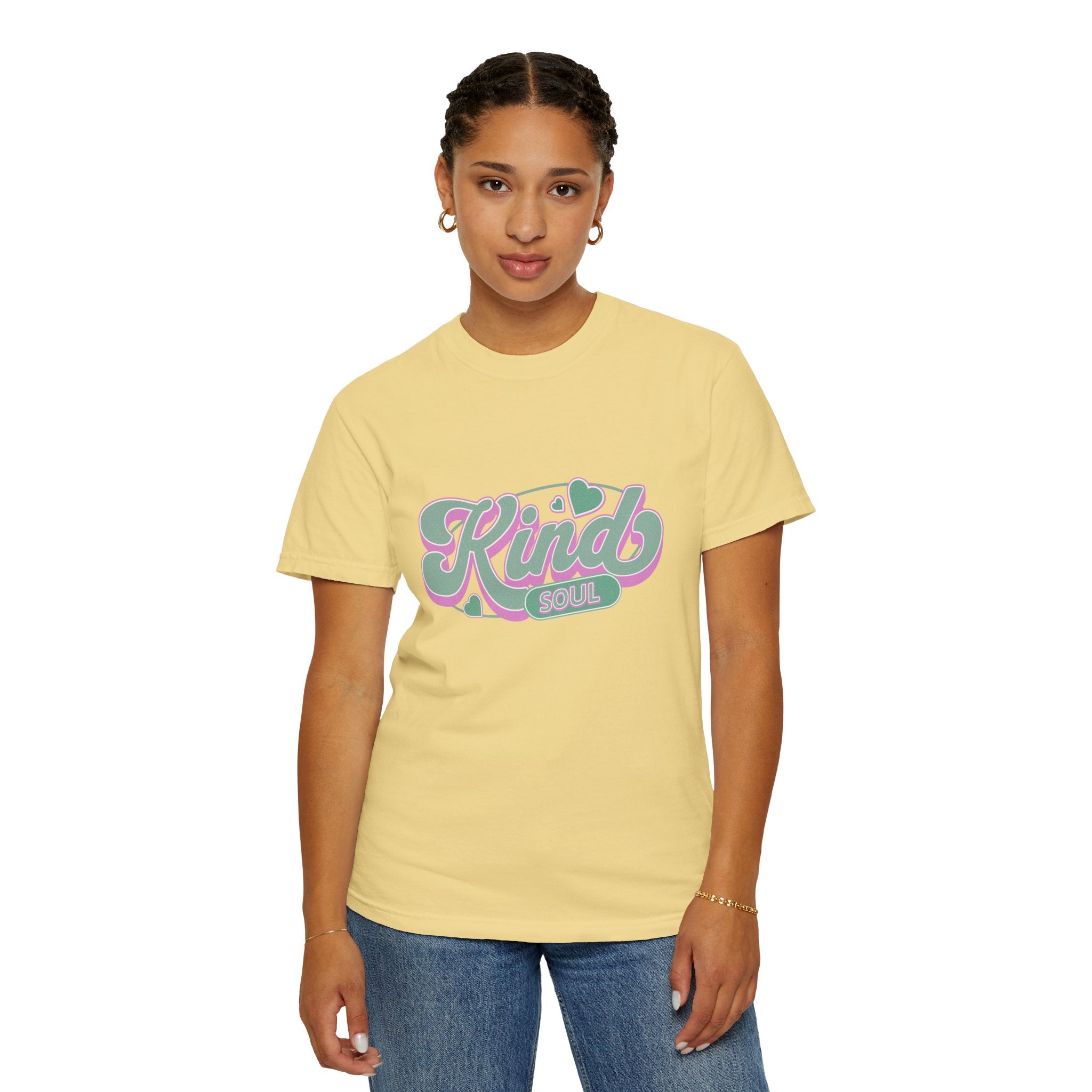 Textured Kind Soul T-Shirt — Retro Pastel Graphic Tee