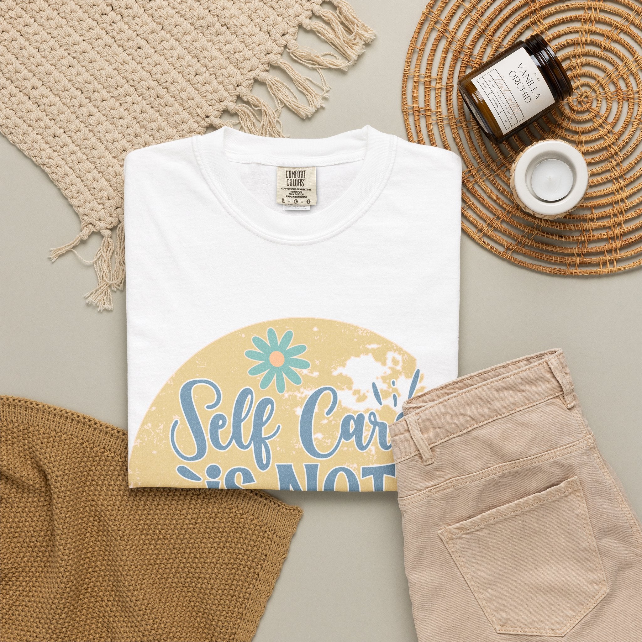 Self Care Is Not Selfish T-Shirt — Textured Positive Mental Health Tee