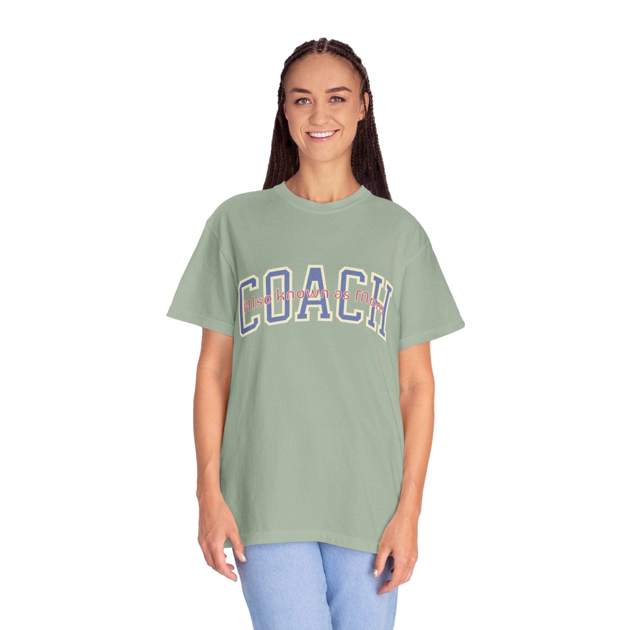 Coach Also Known As Mom — Textured Collegiate Style Tee