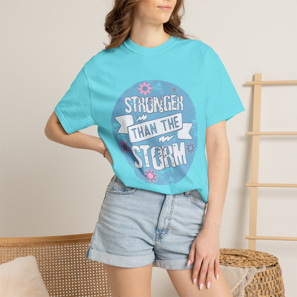 Textured  Stronger Than The Storm T-Shirt — Inspirational Resilience Graphic Tee