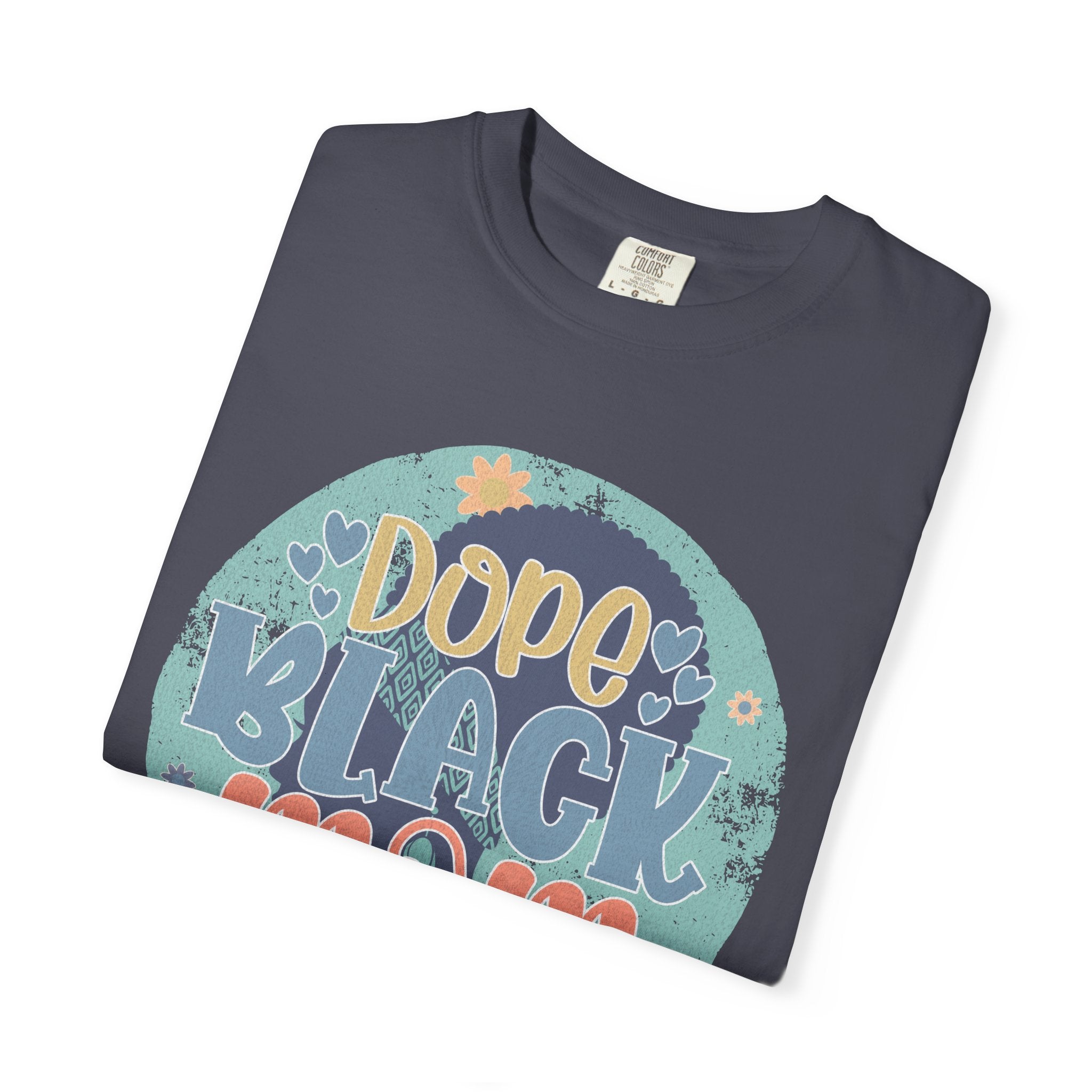 Dope Black Mom Textured T-Shirt — Retro Floral Graphic Tee for Proud Moms