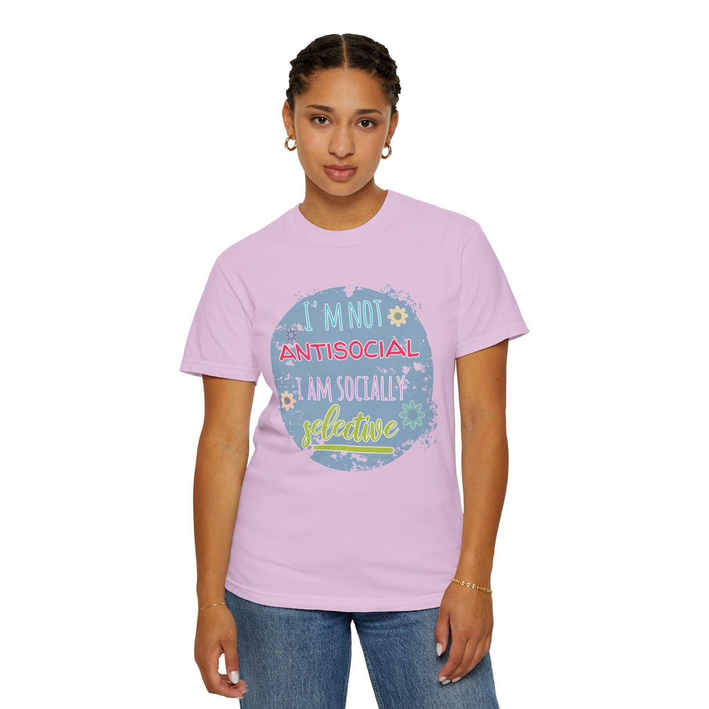 Textured T-Shirt — "I'm Not Antisocial, I Am Socially Selective" Graphic Tee