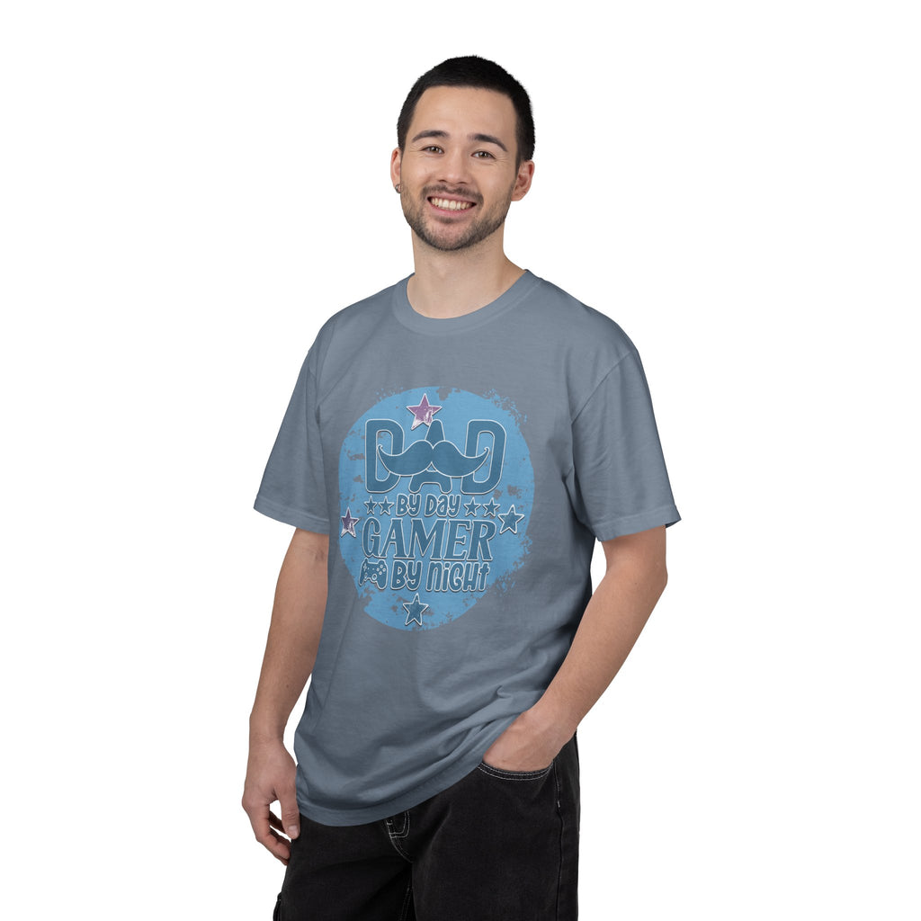 Funny Dad By Day Gamer By Night Textured T-Shirt