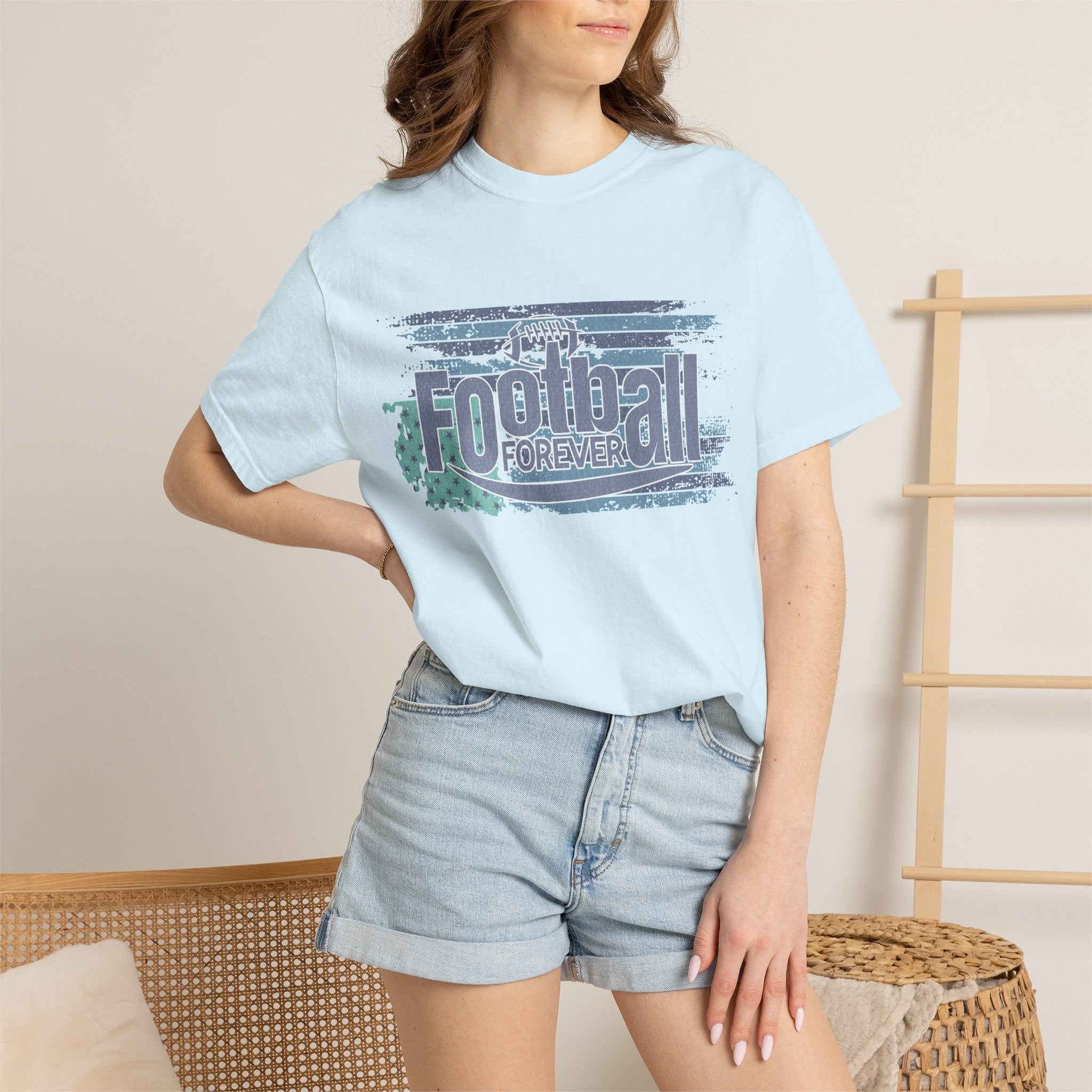 Football Forever Vintage Tee — Retro Grunge Football Graphic T-Shirt
